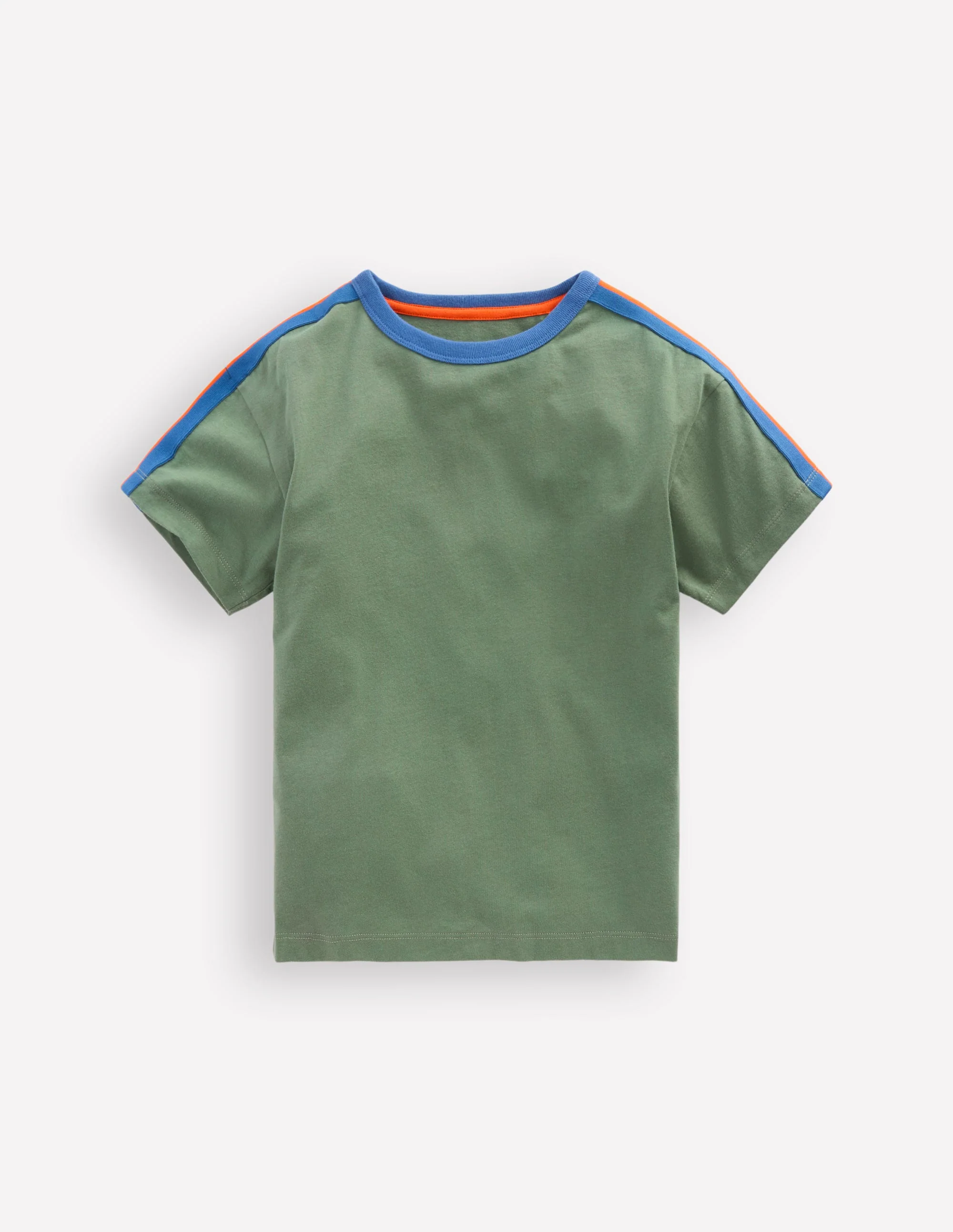 Lockeres T-Shirt mit Regenbogenstreifen-Flaschengrün