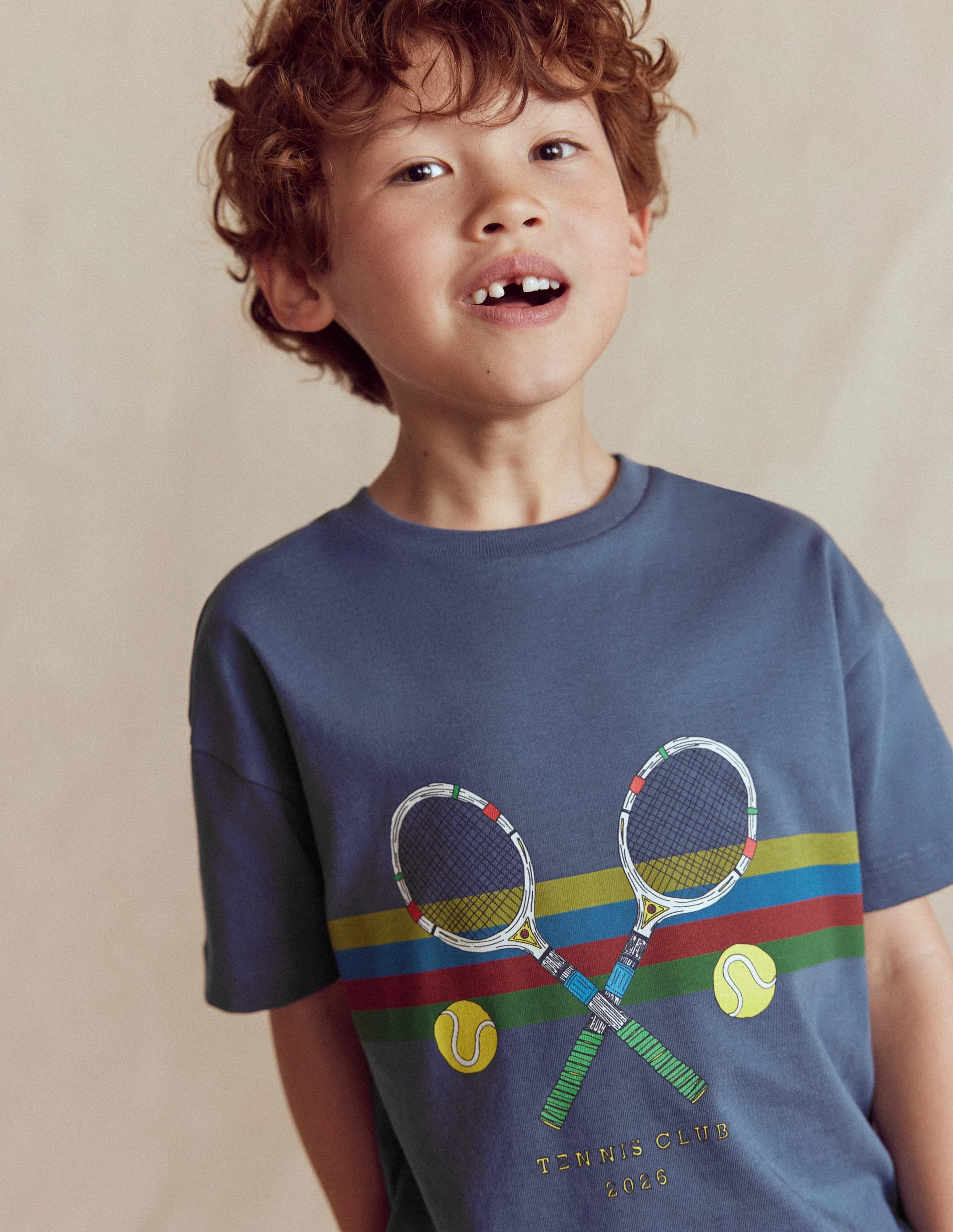 Lockeres T-Shirt mit Sportgrafik-Roboterblau Tennis