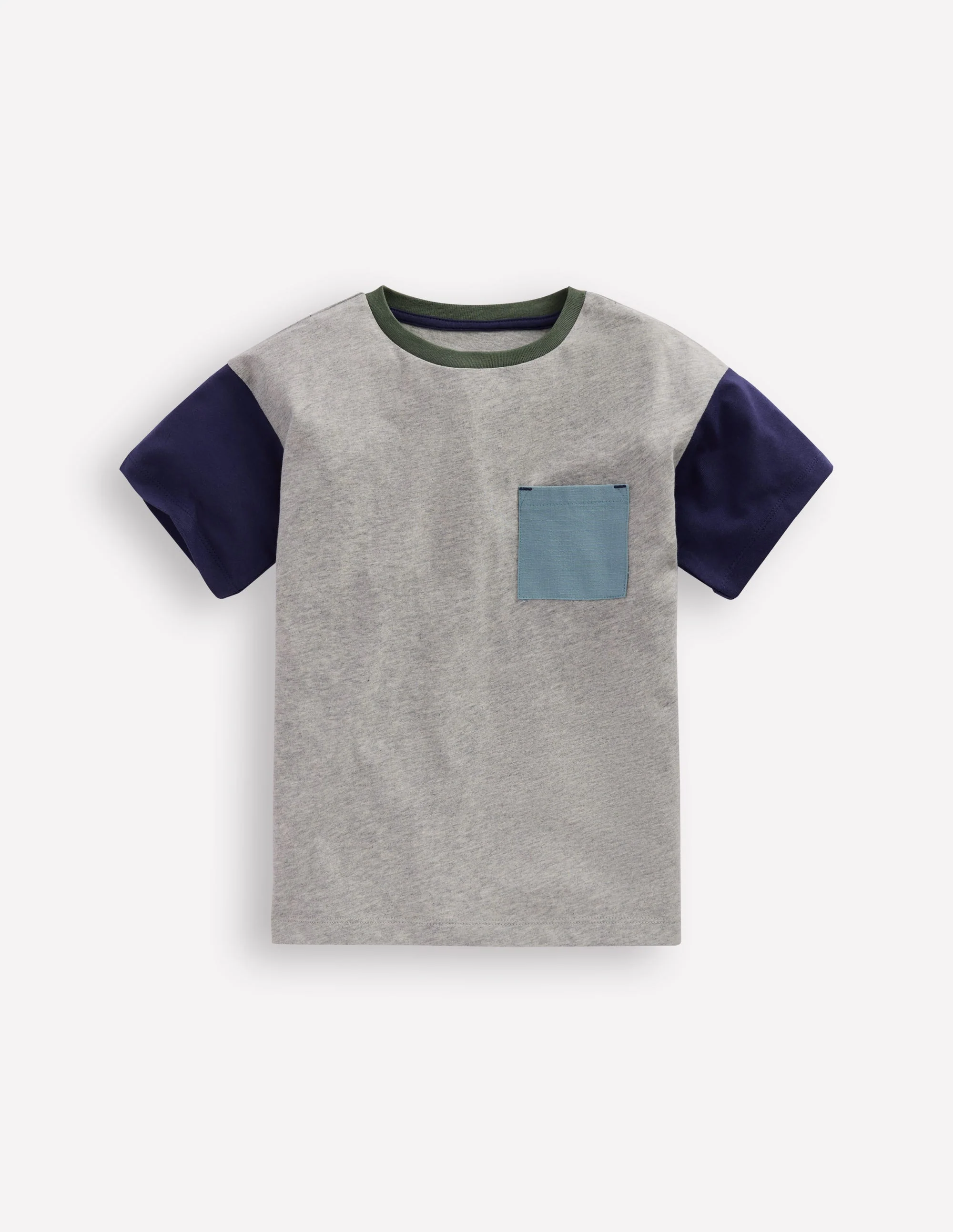 Lockeres T-Shirt mit Tasche aus reißfestem Material-Grau Meliert