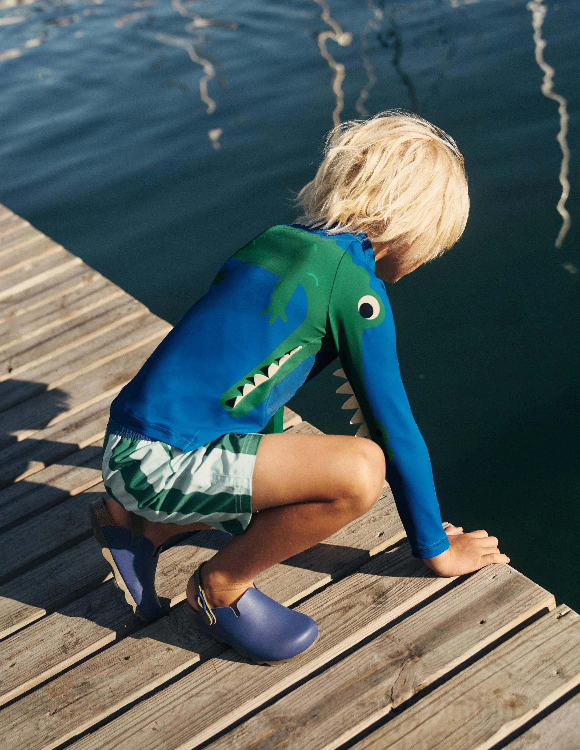 Lustiges Badeshirt mit Sonnenschutz-Blau Krokodilleder - Image 6