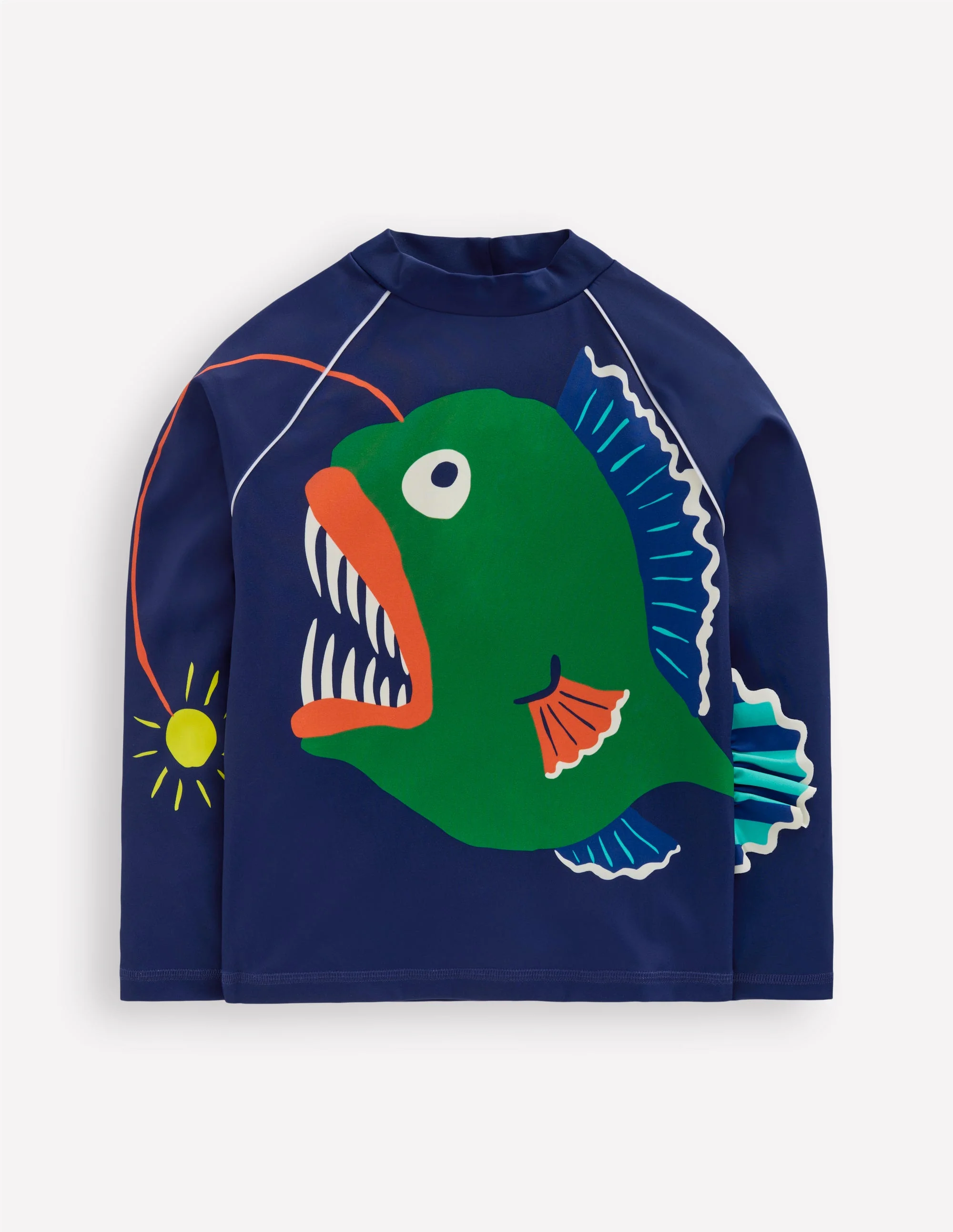 Lustiges Badeshirt mit Sonnenschutz-Schuluniform-Marineblau Fisch
