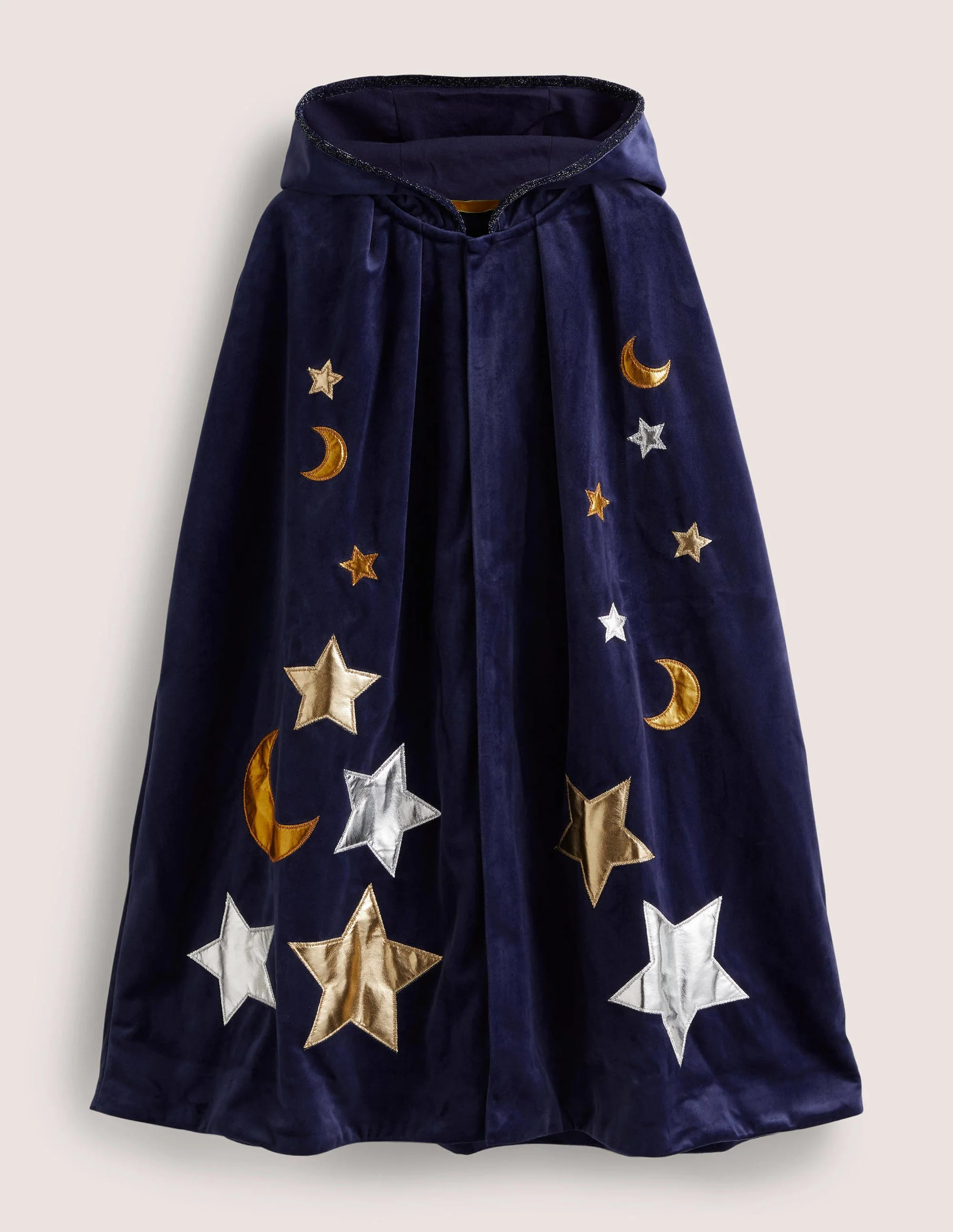 Navy Embroidered Stars Velvet Halloween Cape-Schuluniform-Navy