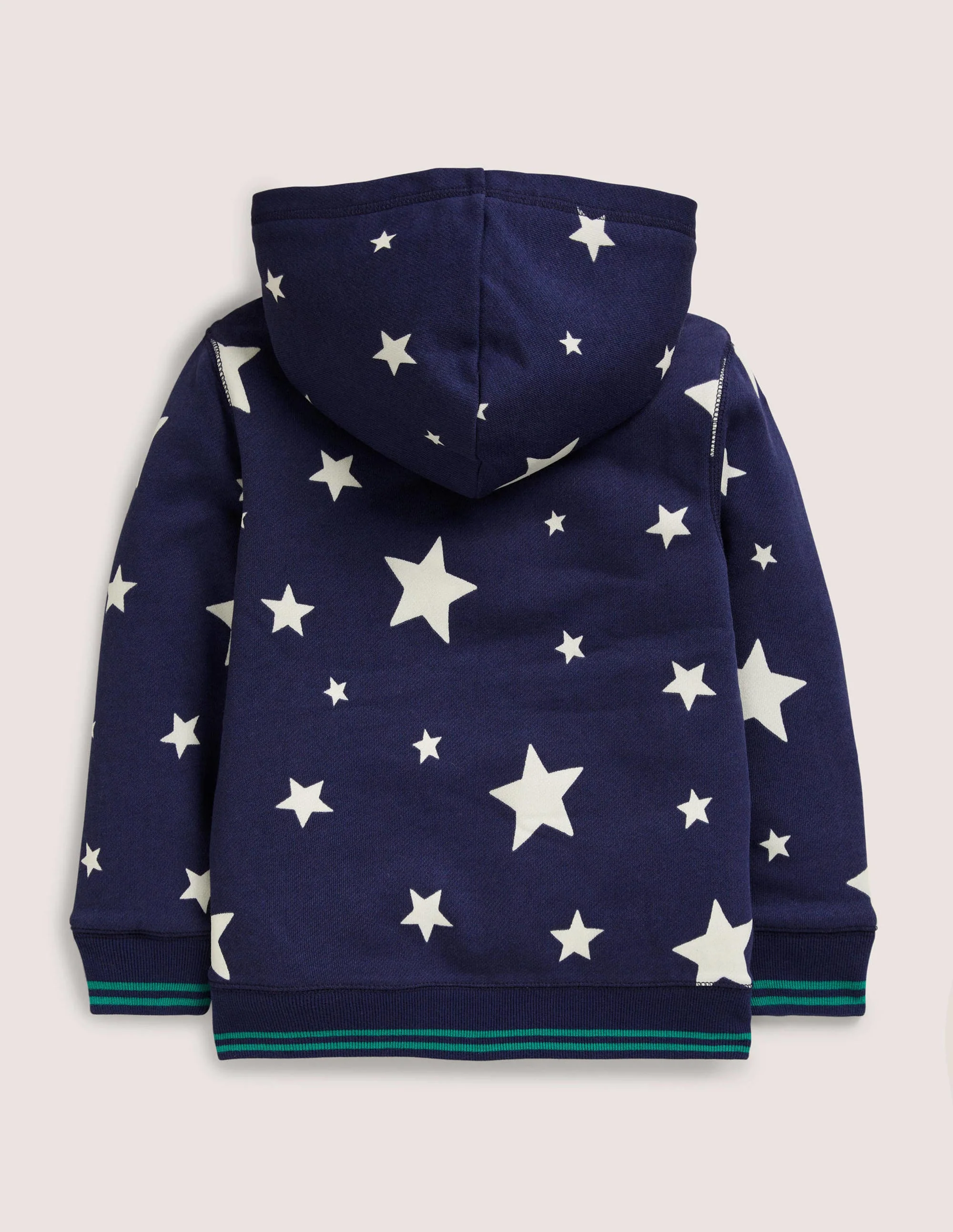 Navy Star Print Fleece-Lined Hoodie-Schuluniform-Navy, Leuchtende Sterne - Image 2