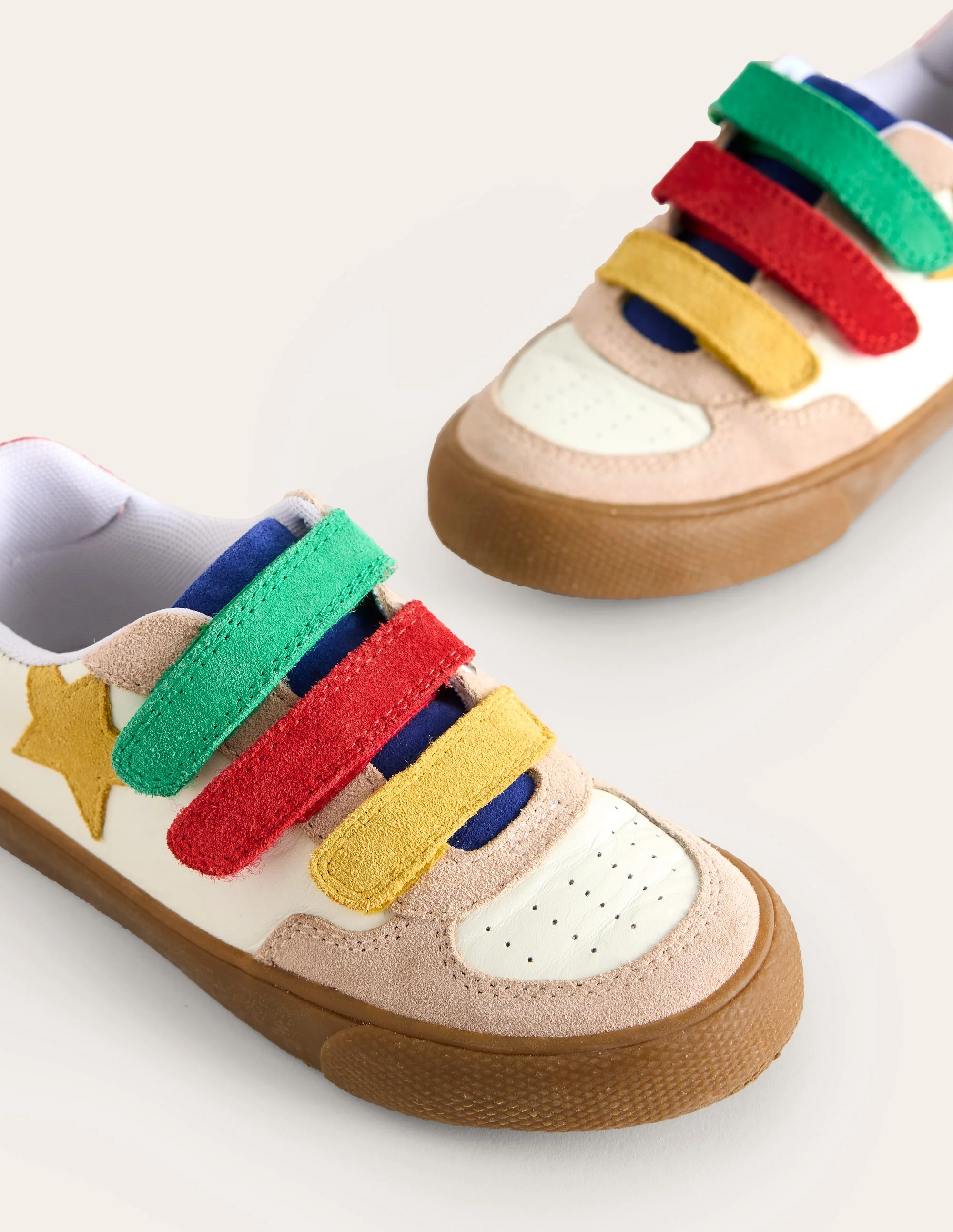 Niedrige Sneaker aus Leder-Weiß und Bunt Blockfarben - Image 3