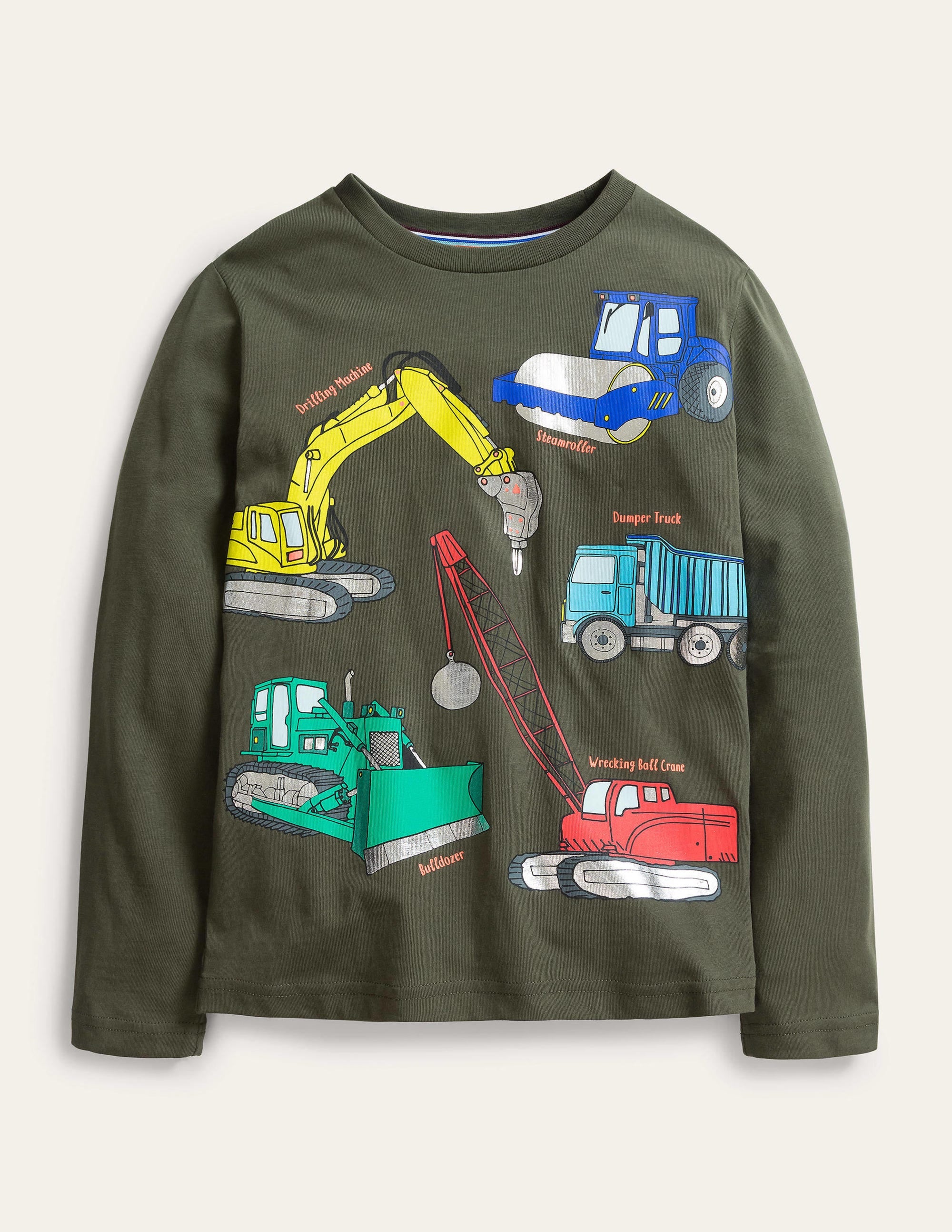 Oberteil mit Folien-Technikmotiv-Klassisches Khaki, Bagger