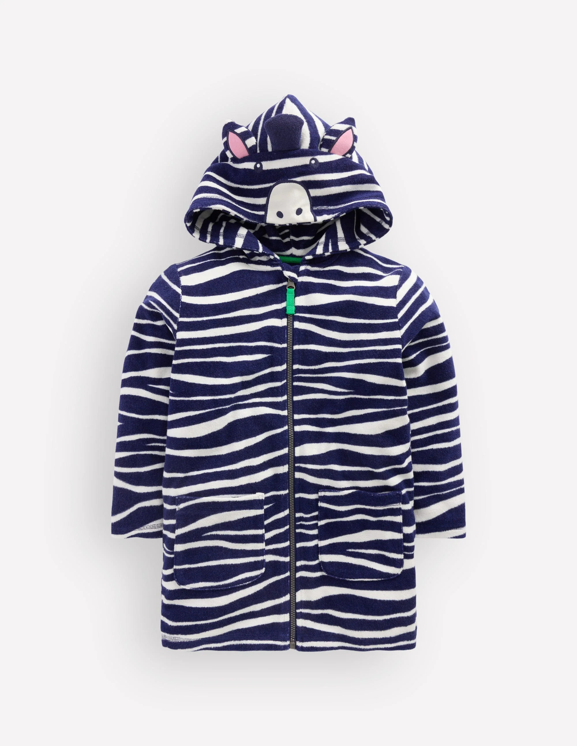 Origineller Frottee-Badeponcho mit Reißverschluss-Zebramuster - Image 3