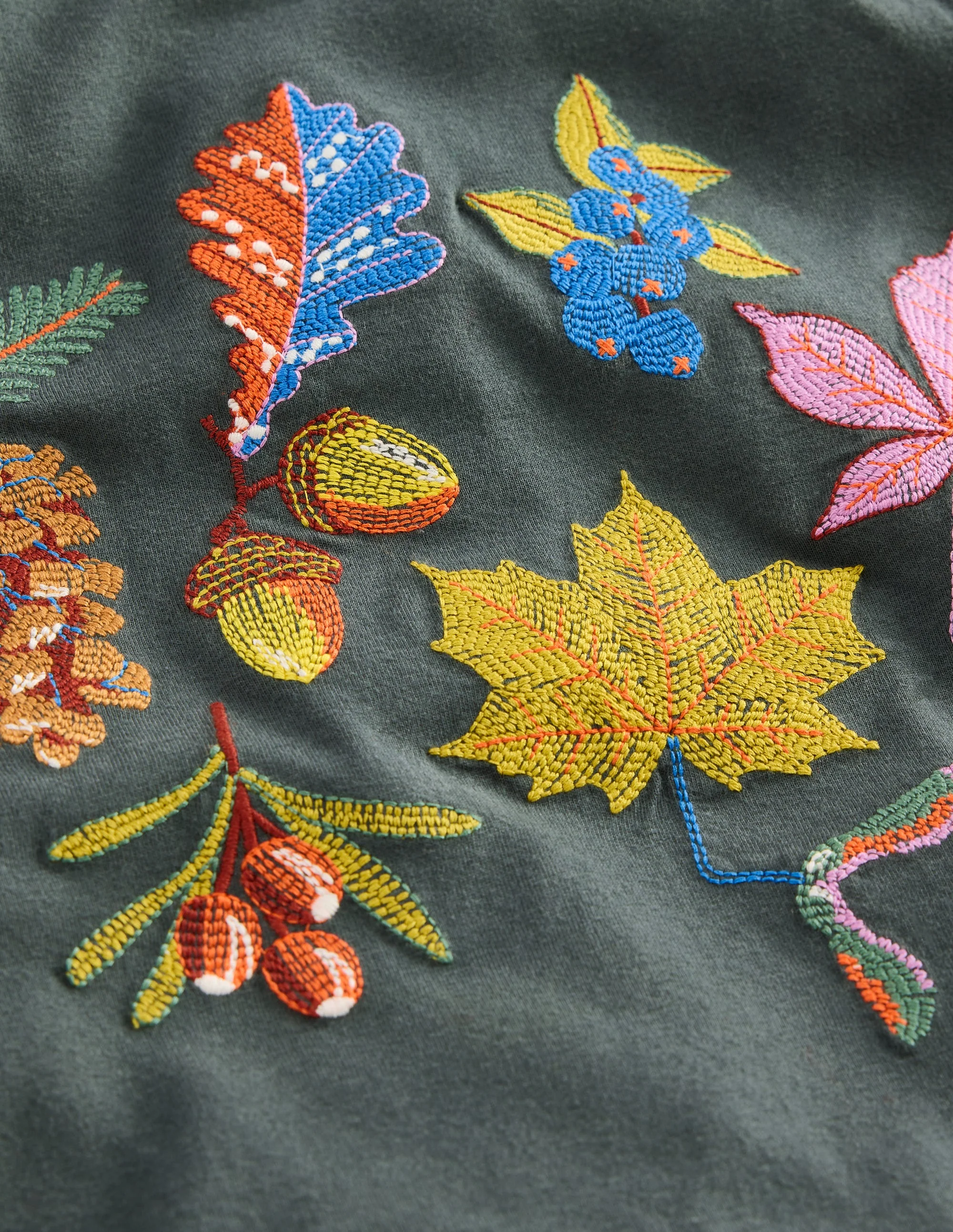 Originelles Superstitch-T-Shirt mit Gittermotiv-Rauchgrau Herbstblätter - Image 3
