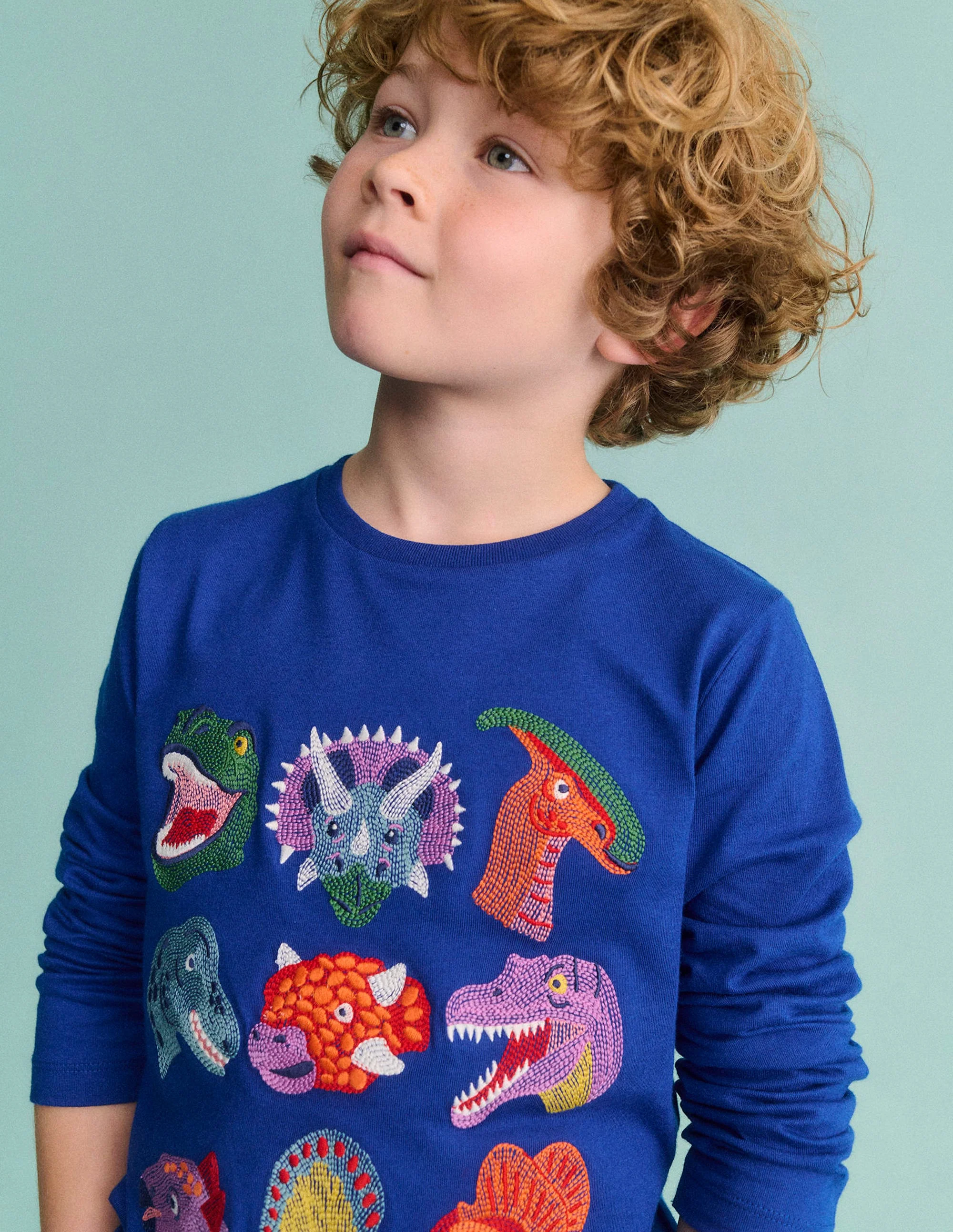 Originelles Superstitch-T-Shirt mit Gittermotiv-Saphirblau Dino - Image 4