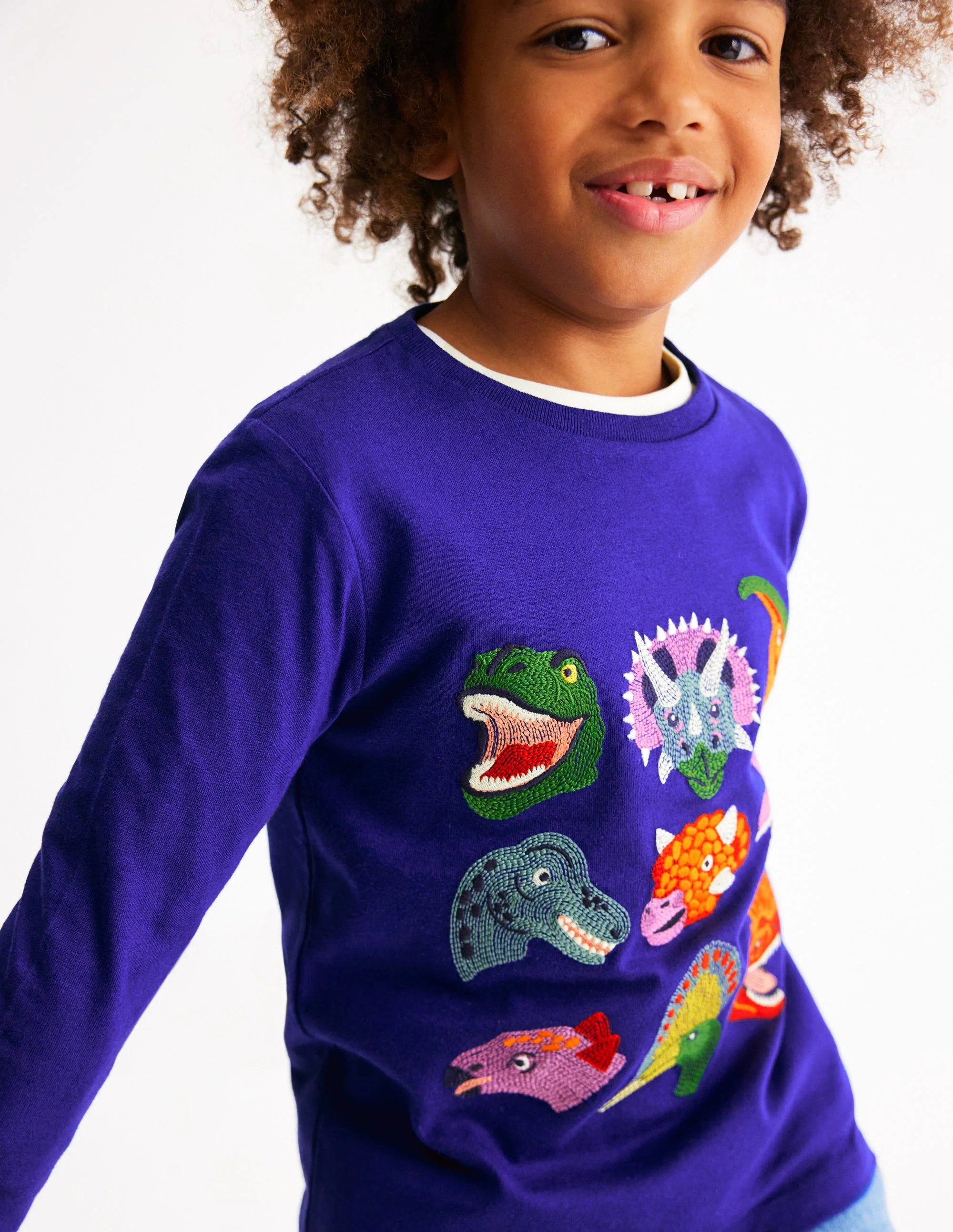 Originelles Superstitch-T-Shirt mit Gittermotiv-Saphirblau Dino - Image 5
