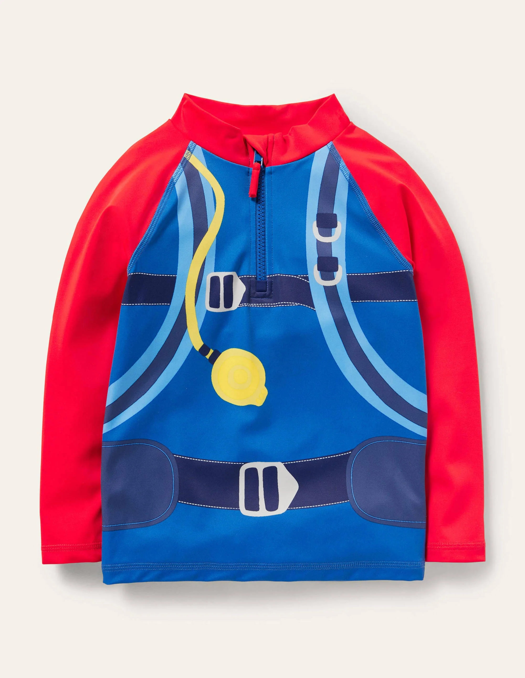 Originelles USF-Langarmshirt-Rot/Türkis, Taucher