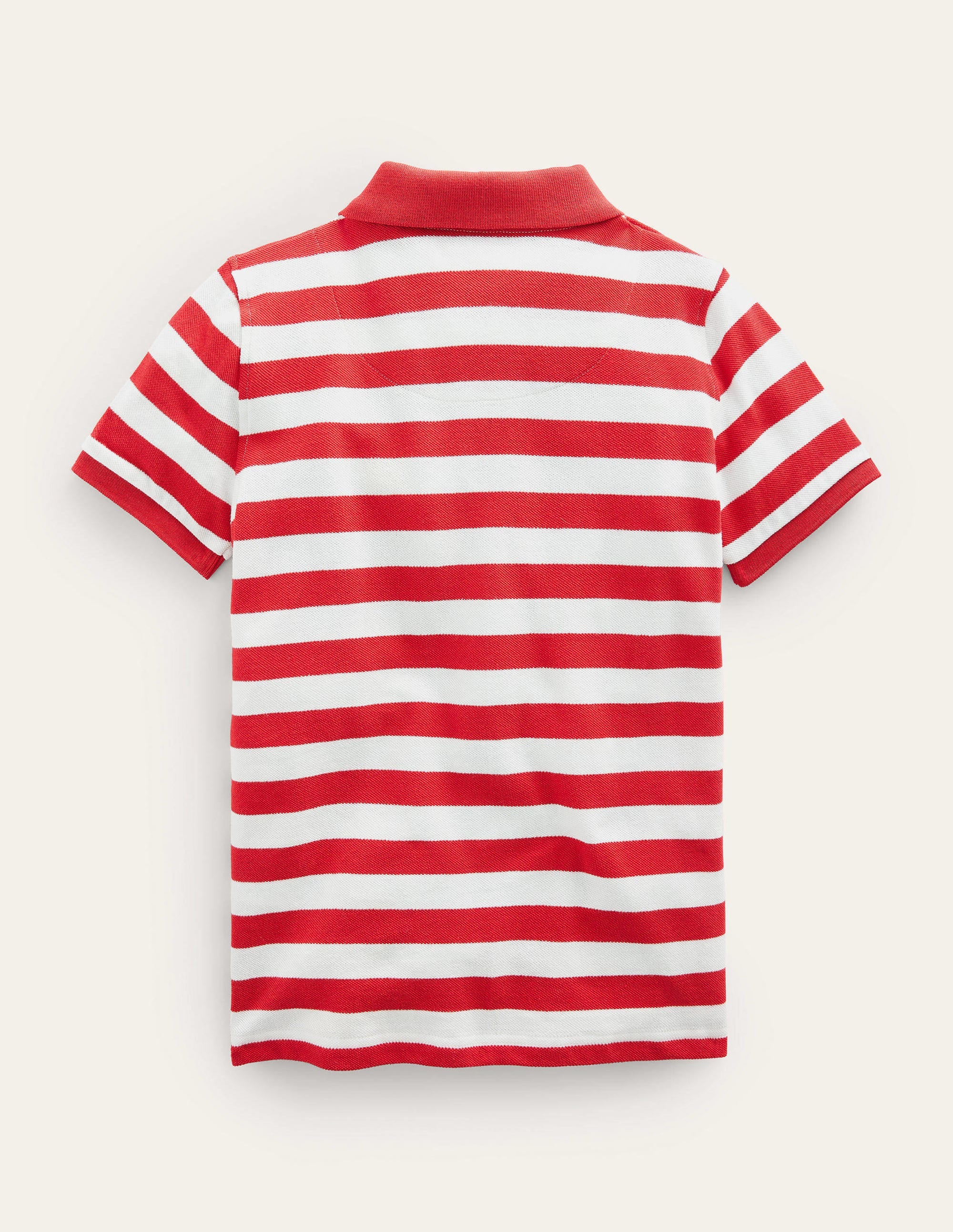 Piqué-Polohemd-Naturweiß/Rot, Bretonstreifen - Image 2
