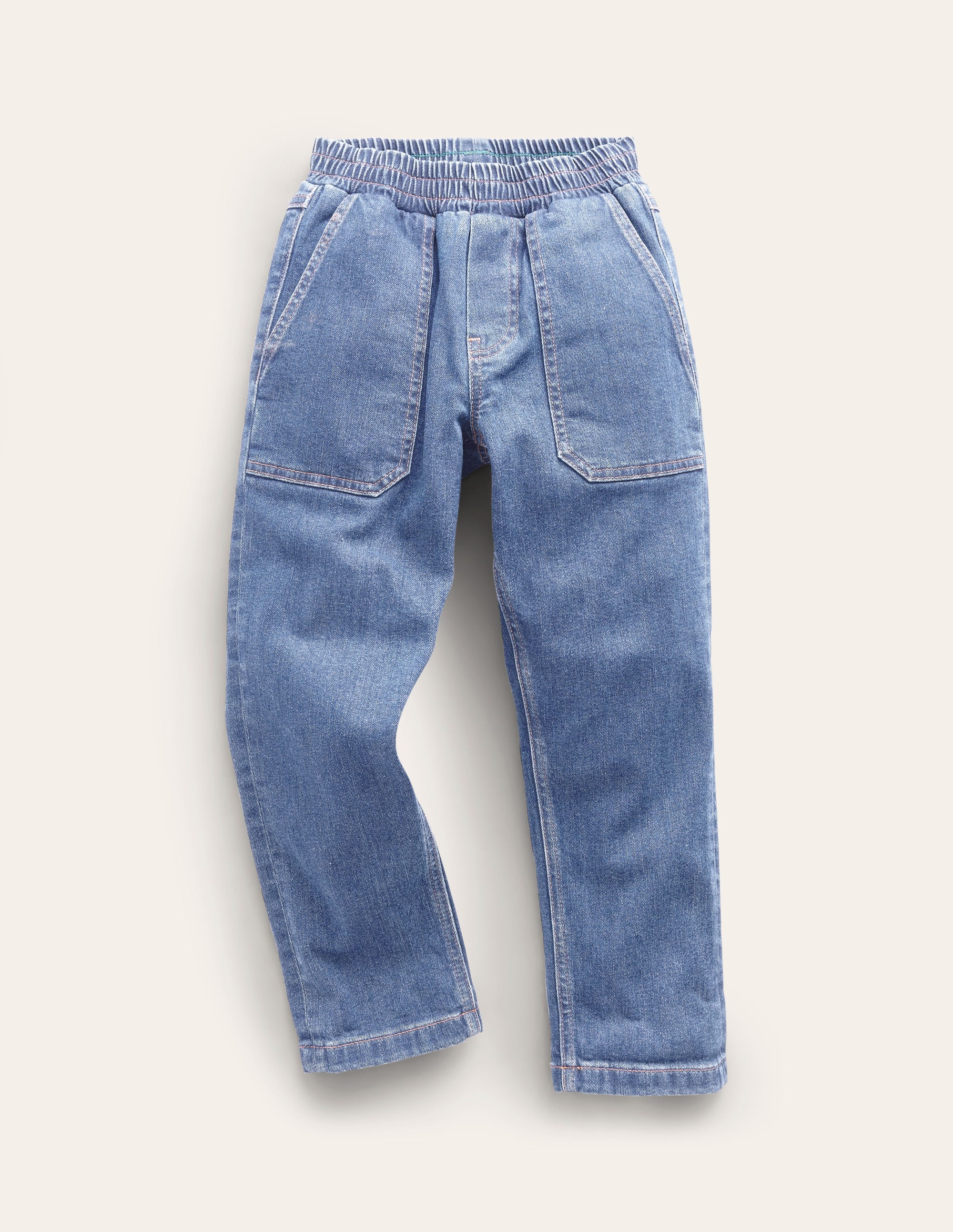 Pull-On-Denim-Jeans-Mittlere Waschung
