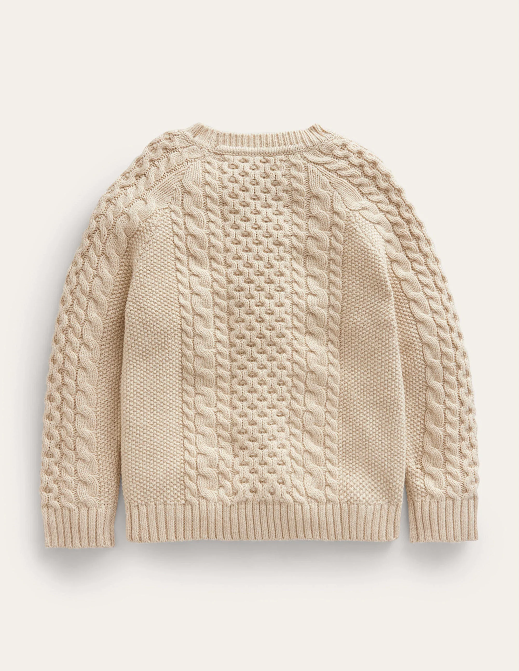 Pullover mit klassischem Zopfmuster-Beige - Image 2