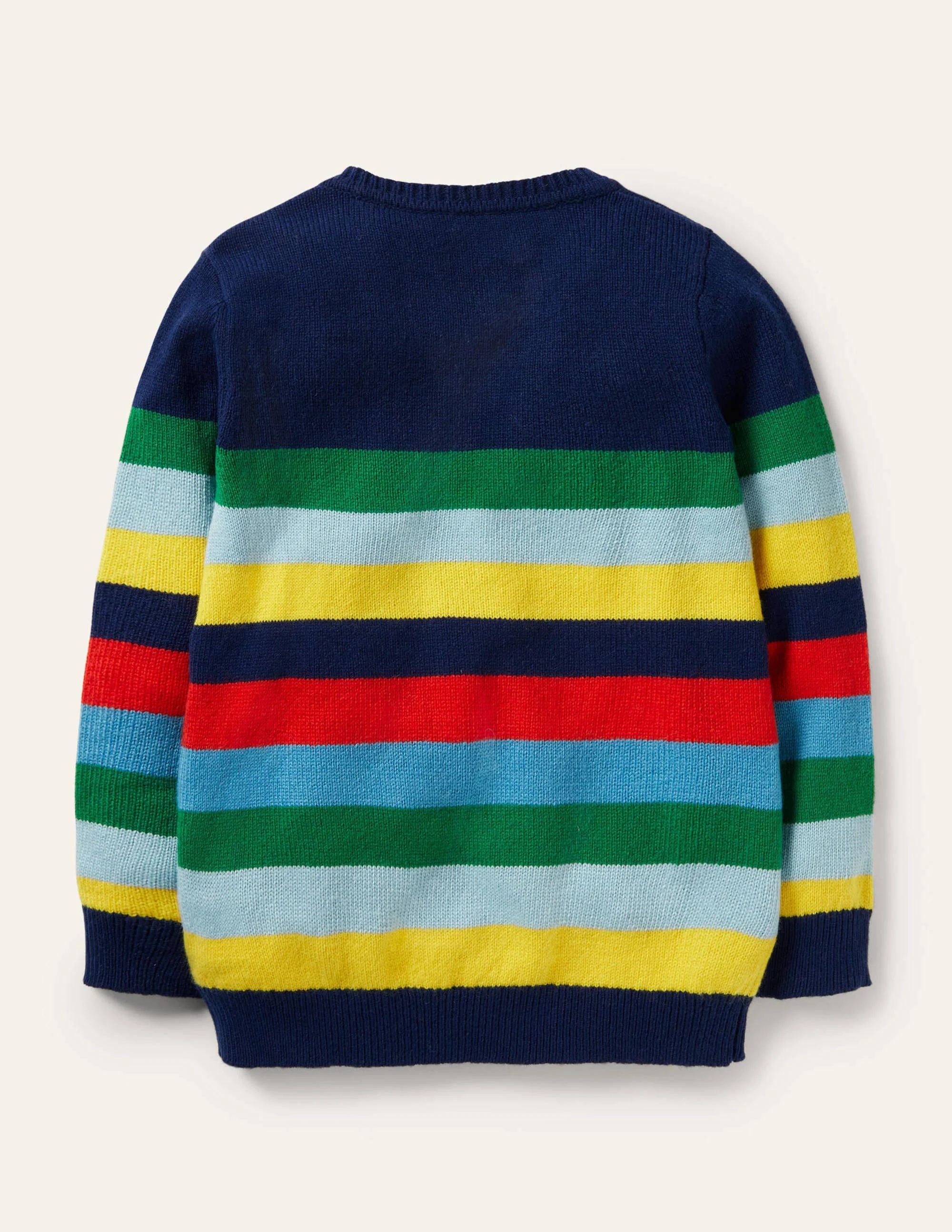 Pullover mit Rundhalsausschnitt und Blockfarben-Schuluniform-Navy/Regenbogen - Image 2