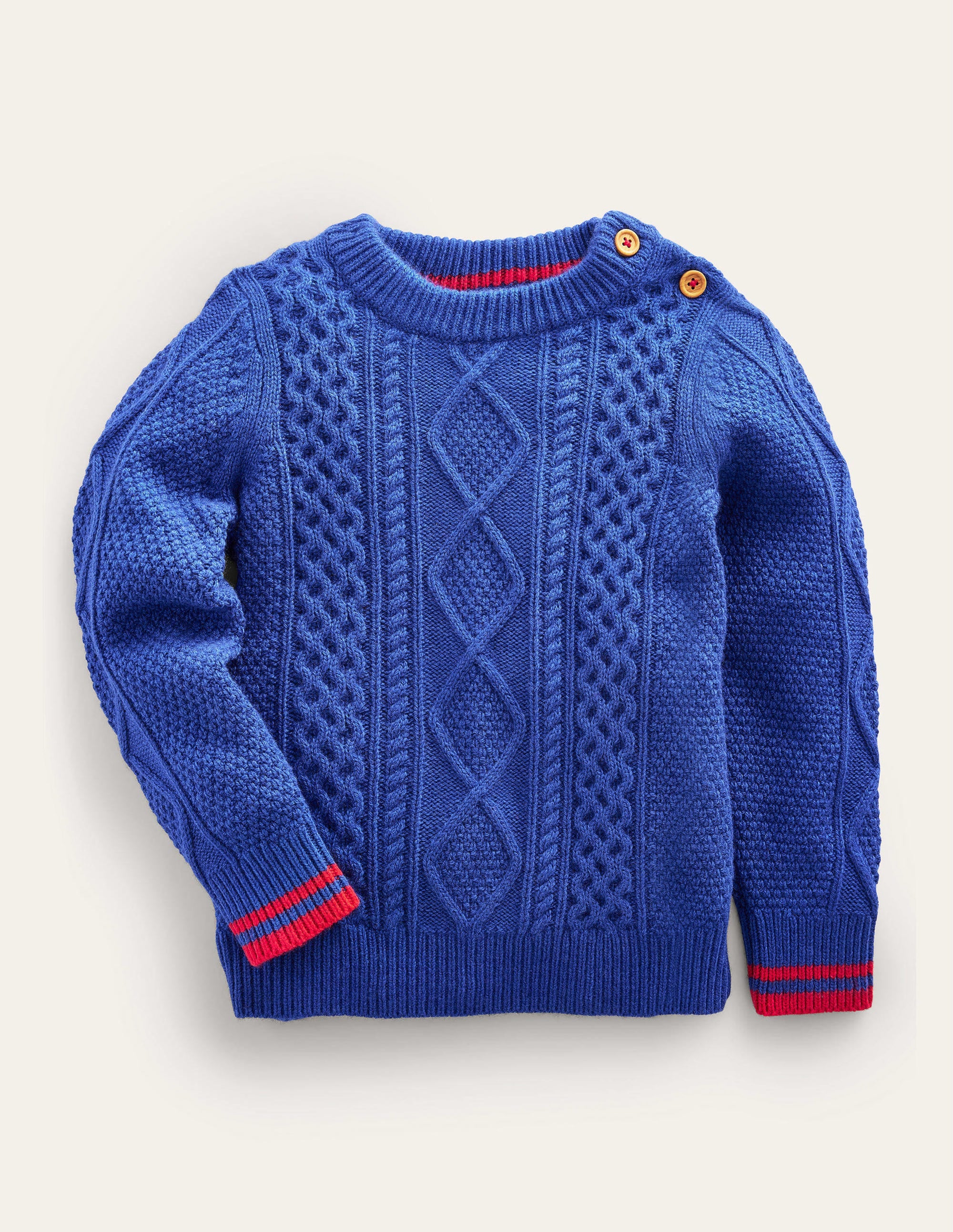 Pullover mit Zopfmuster-Stahlblau