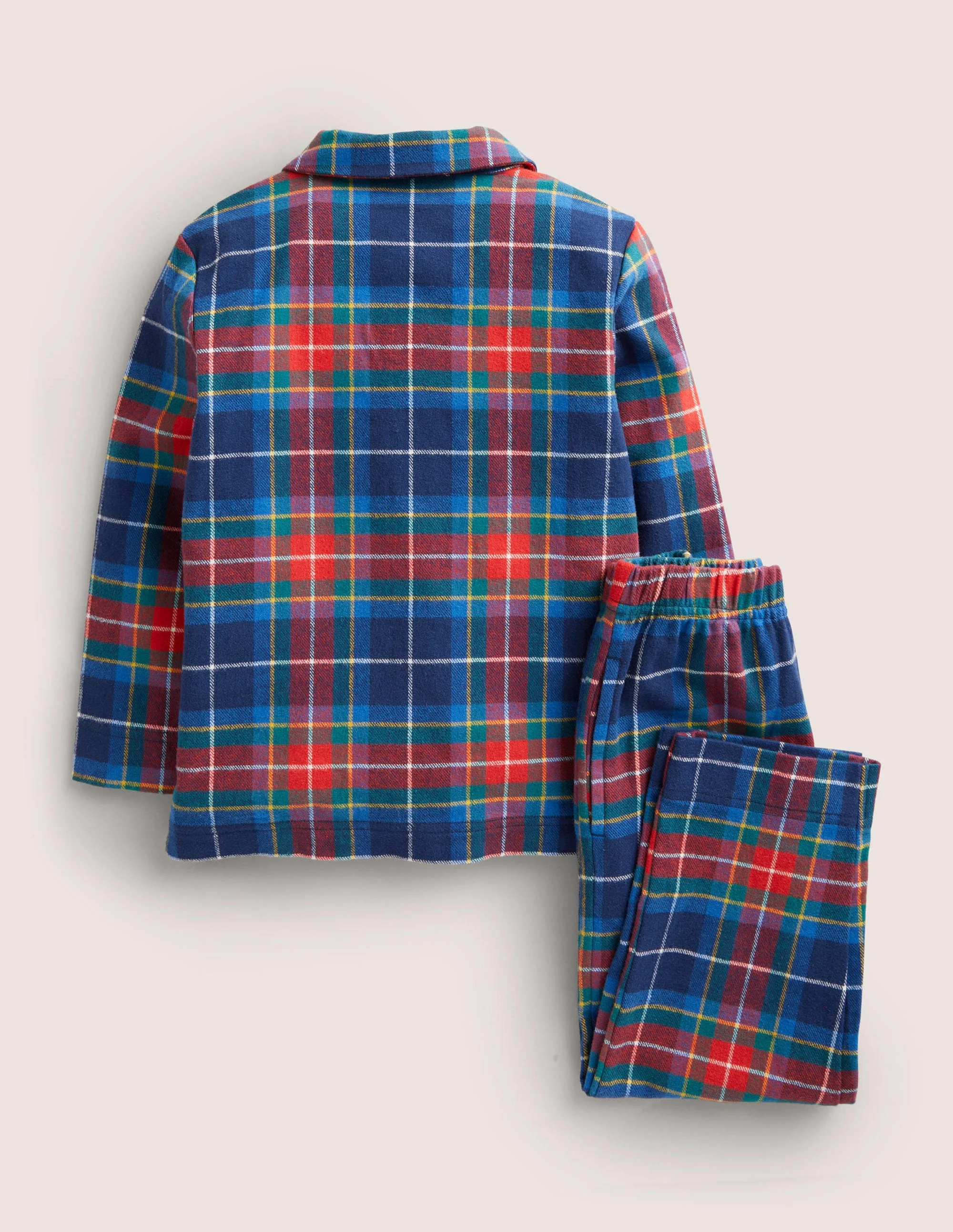 Pyjama-Set aus Webstoff-Schuluniform-Navy/Rot, Kariert - Image 2