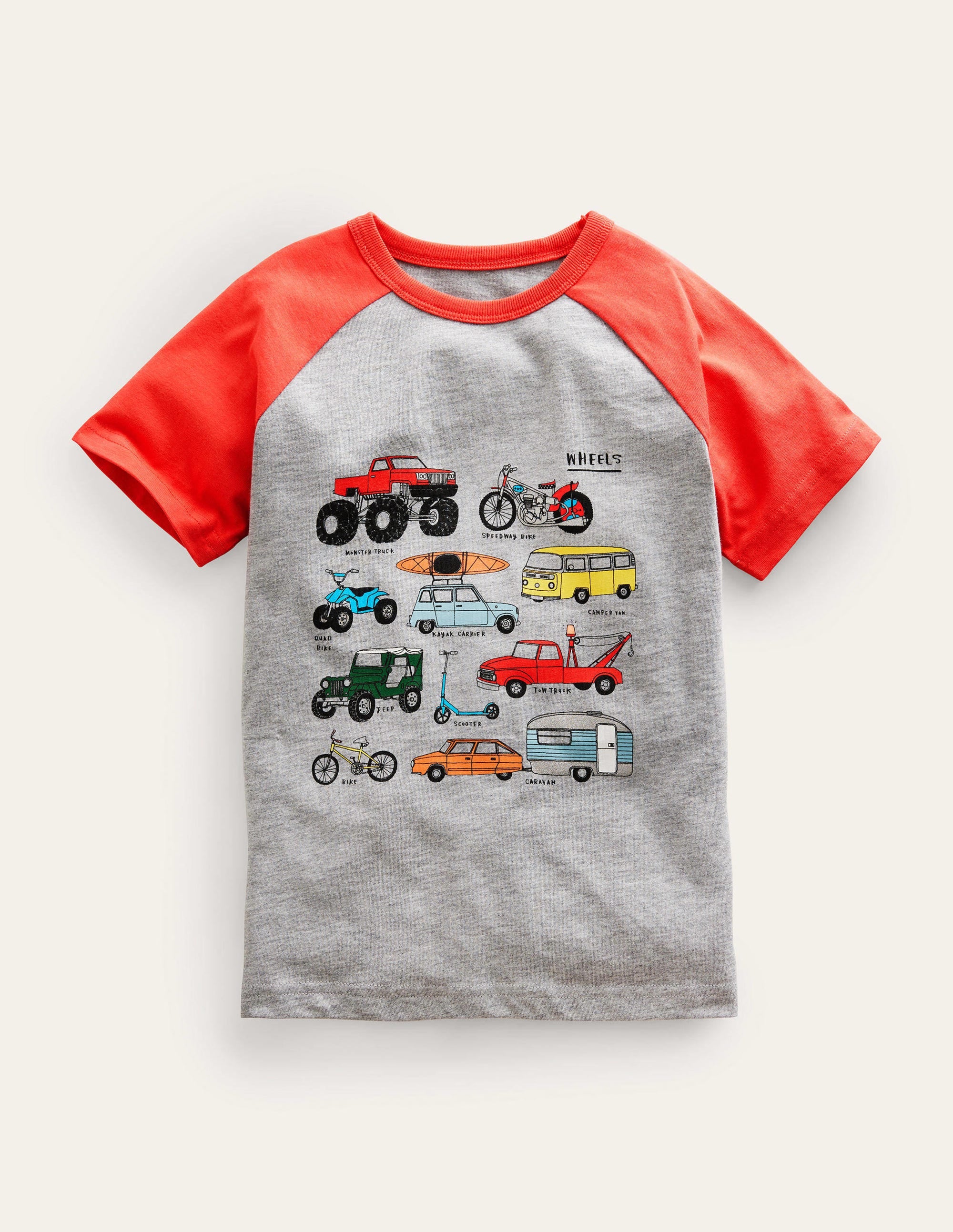 Raglan-T-Shirt mit Fakten-Erdbeerkuchenrot, Fahrzeuge