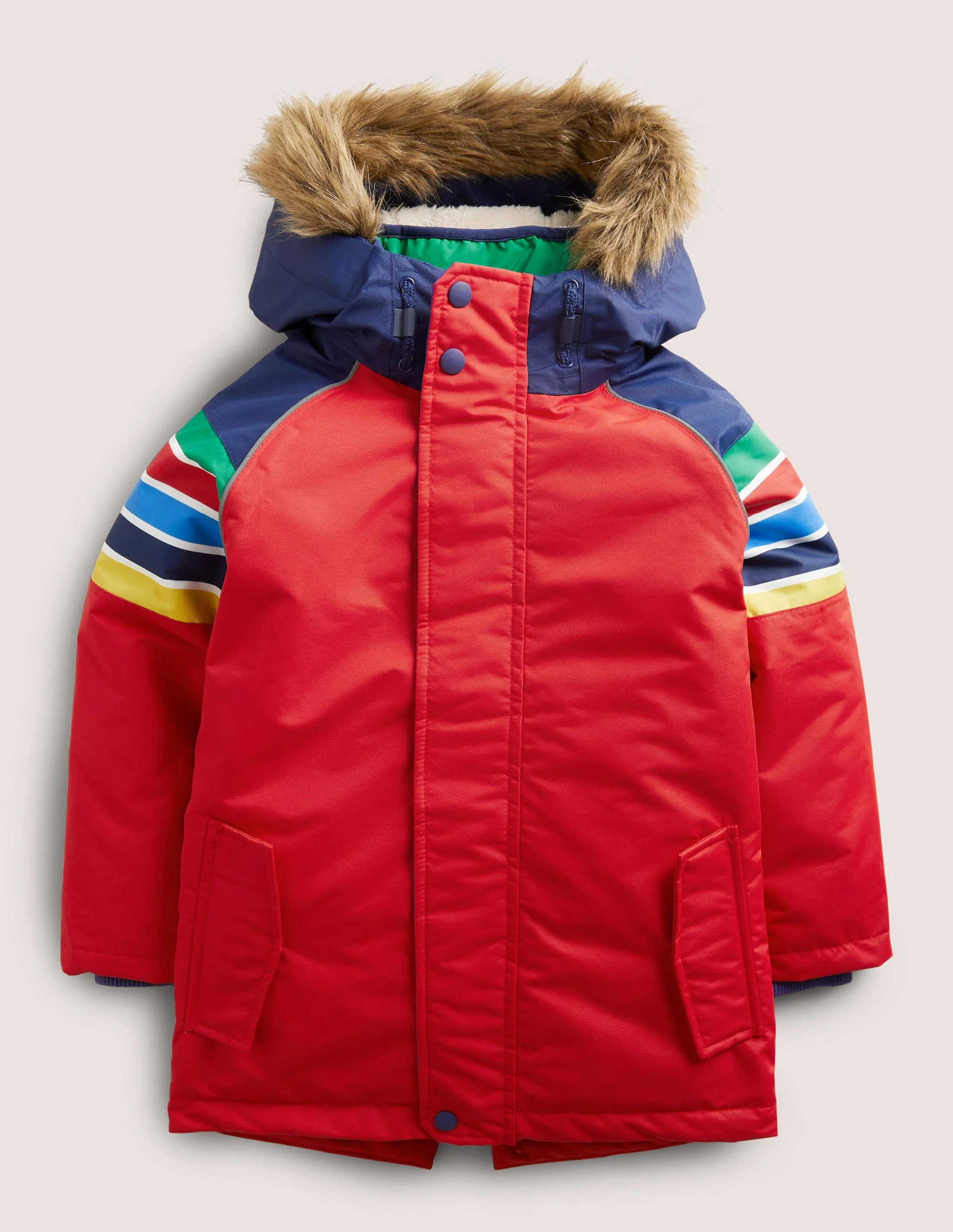 Red Rainbow 4-in-1 Waterproof Parka-Rockabilly-Rot, Regenbogen