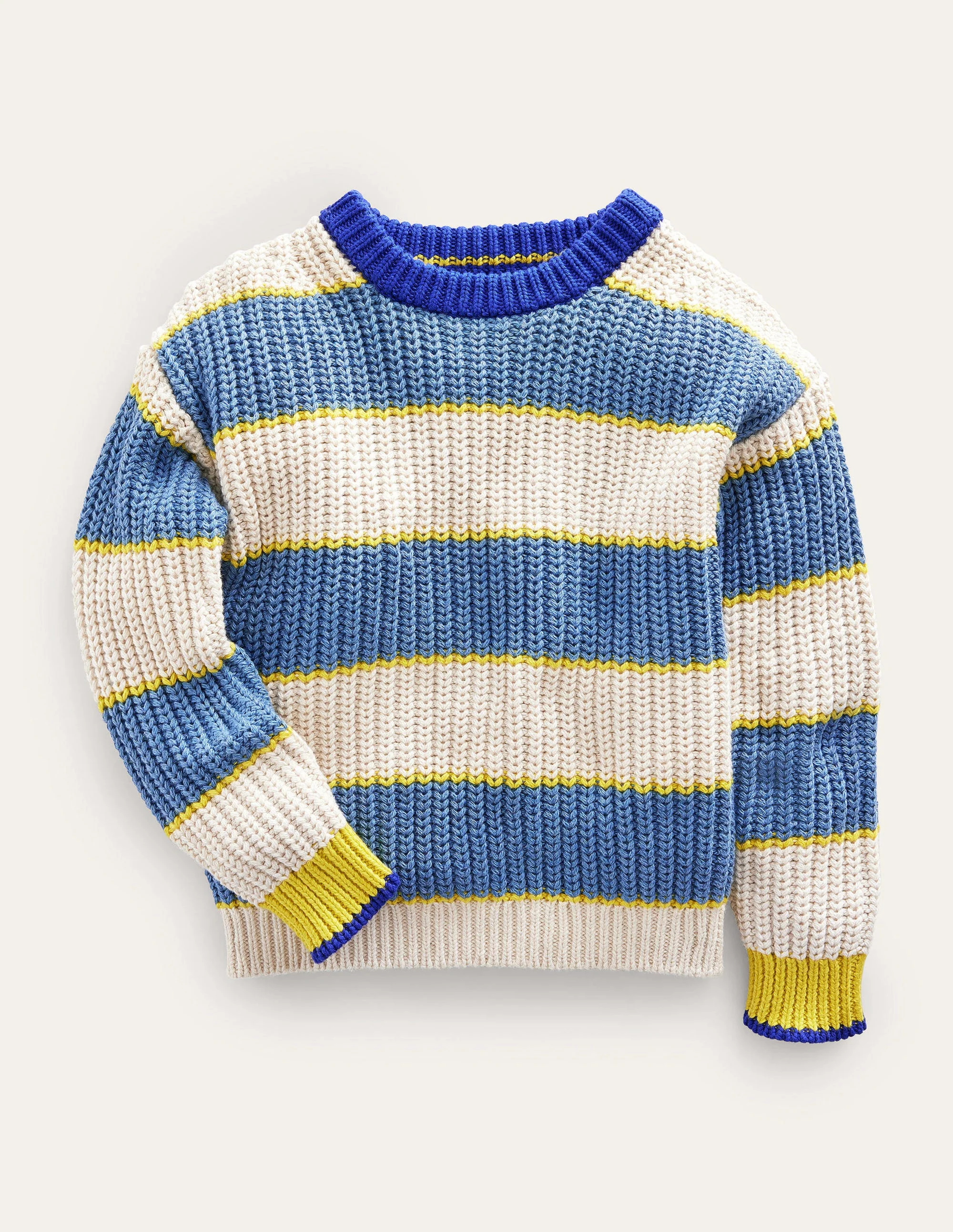 Rippstrickpullover mit abgesetzter Schulter-Bunt