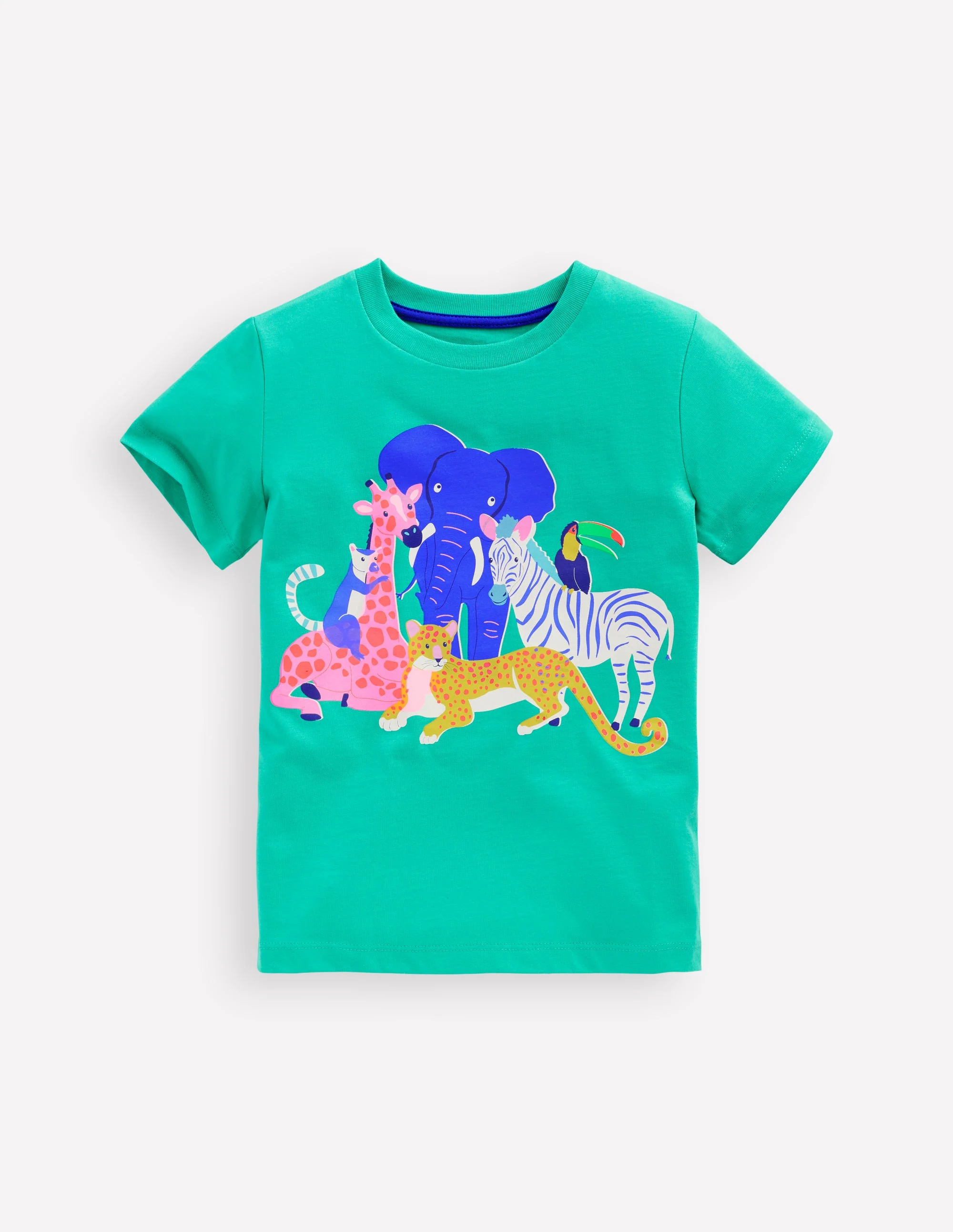 Riso T-Shirt-Aquamarinblau Dschungeltiere