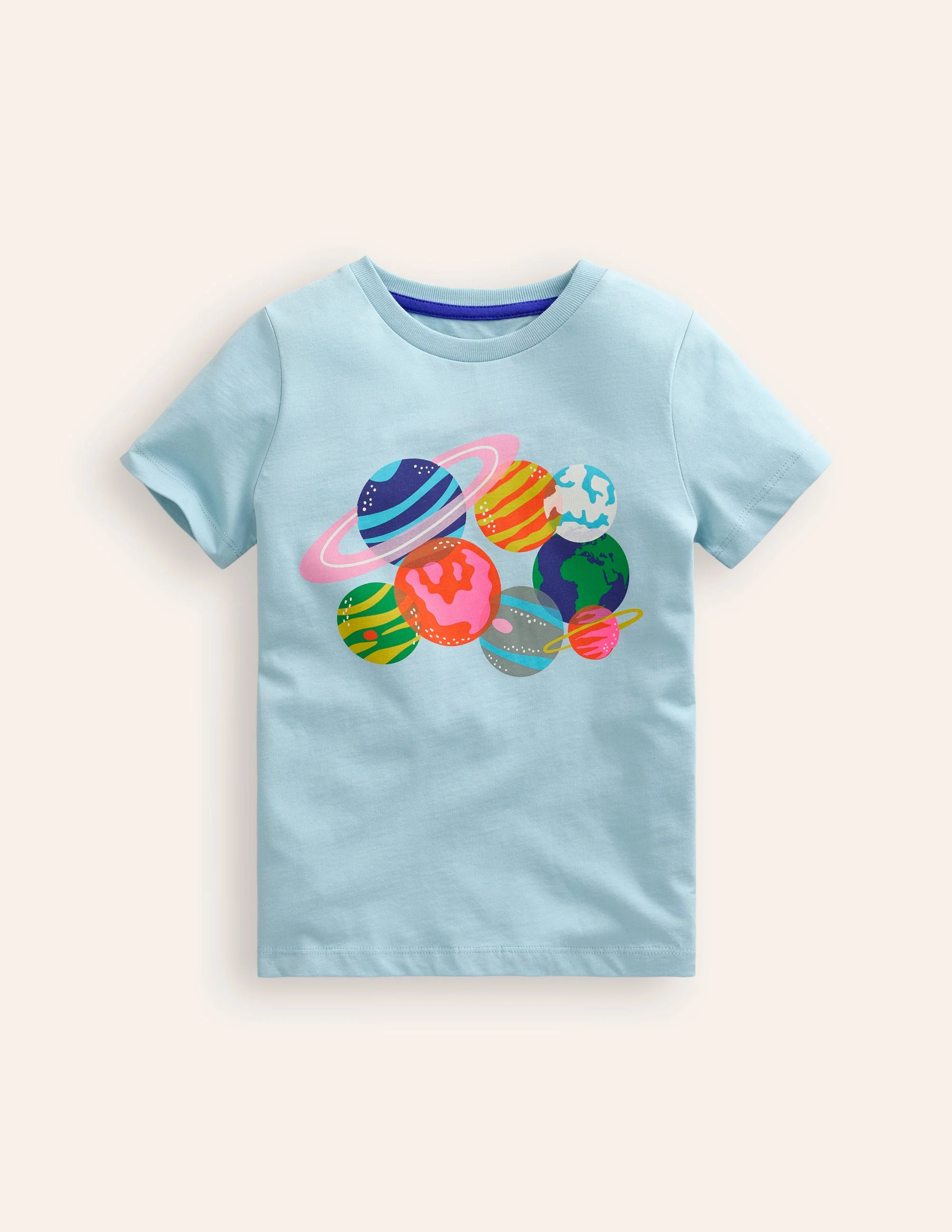 Riso T-Shirt mit Druck-Vintage-Blau Planeten
