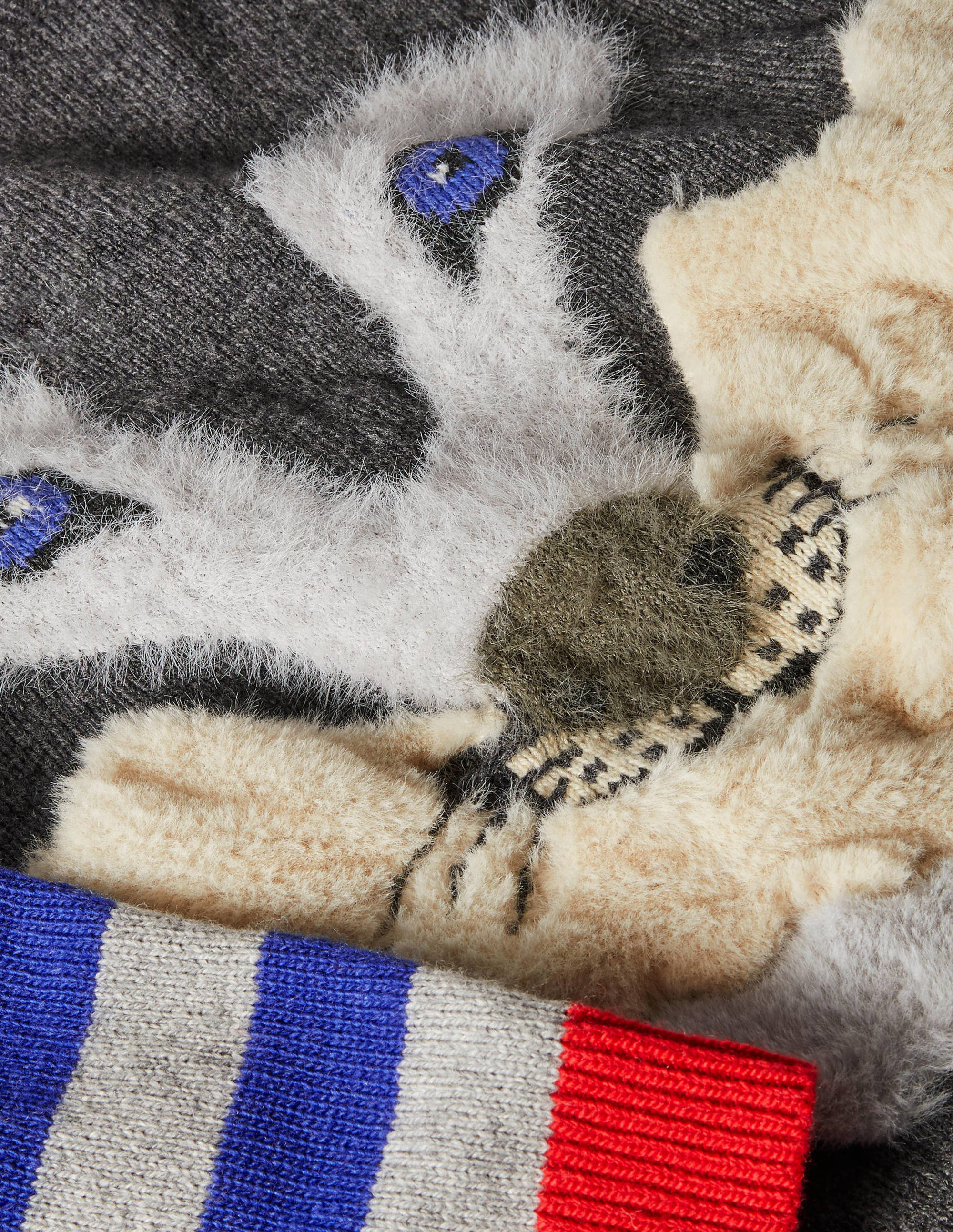 Rundhalspullover mit winterlichen Tieren-Anthrazit Meliert, Wolf - Image 3