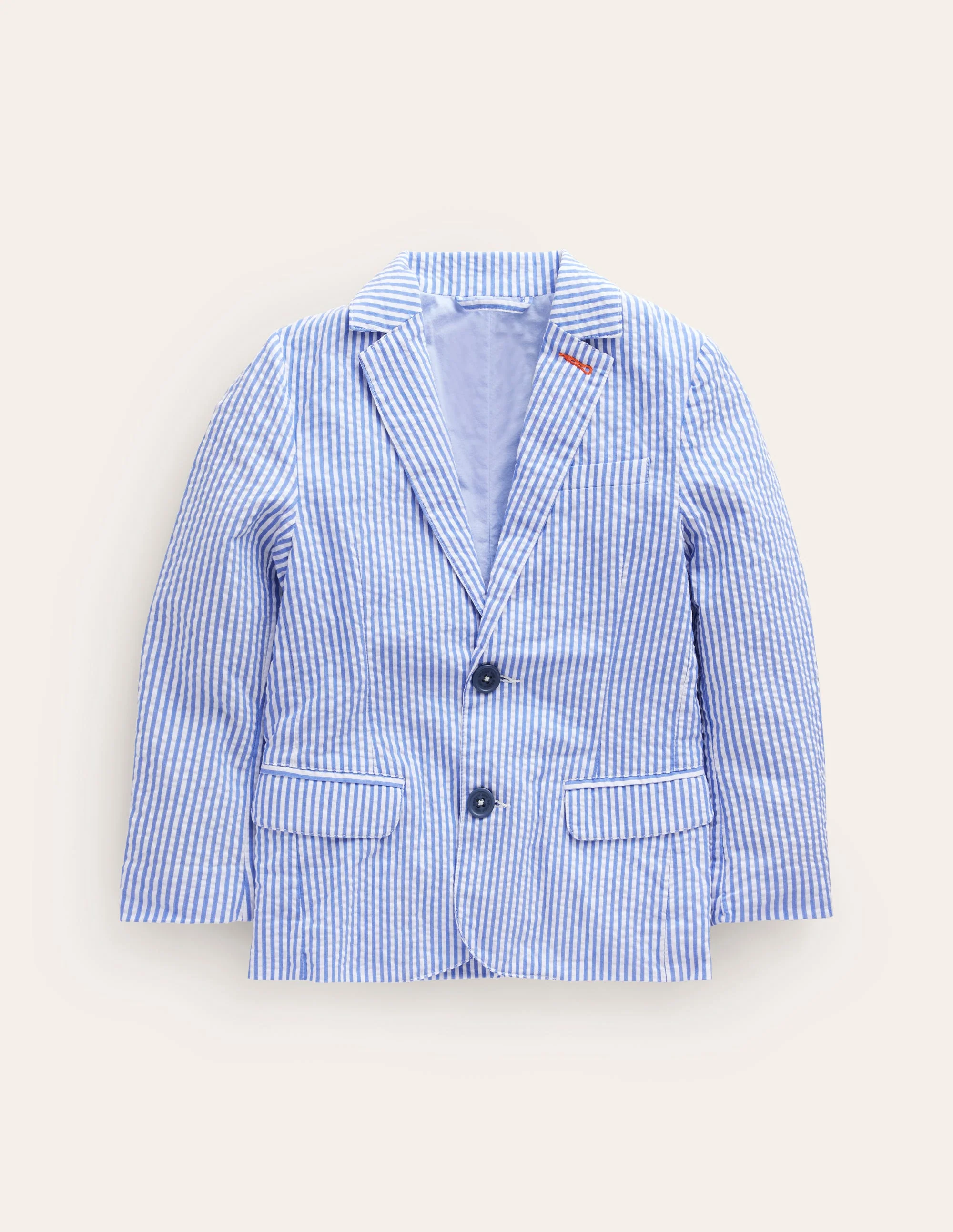 Seersucker-Blazer-Blau/Weiß, Seersucker