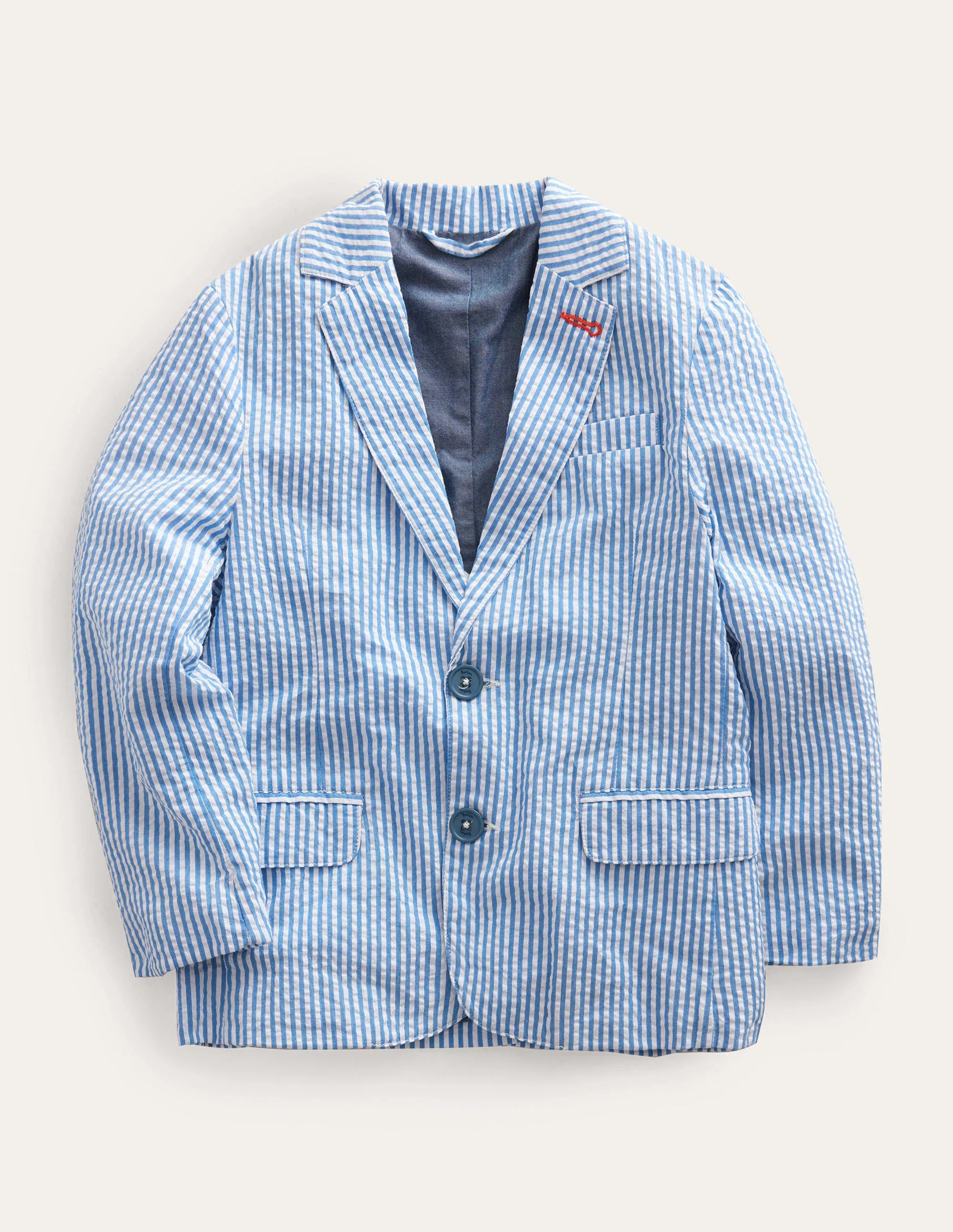 Seersucker-Blazer-Blau/Weiß, Seersucker