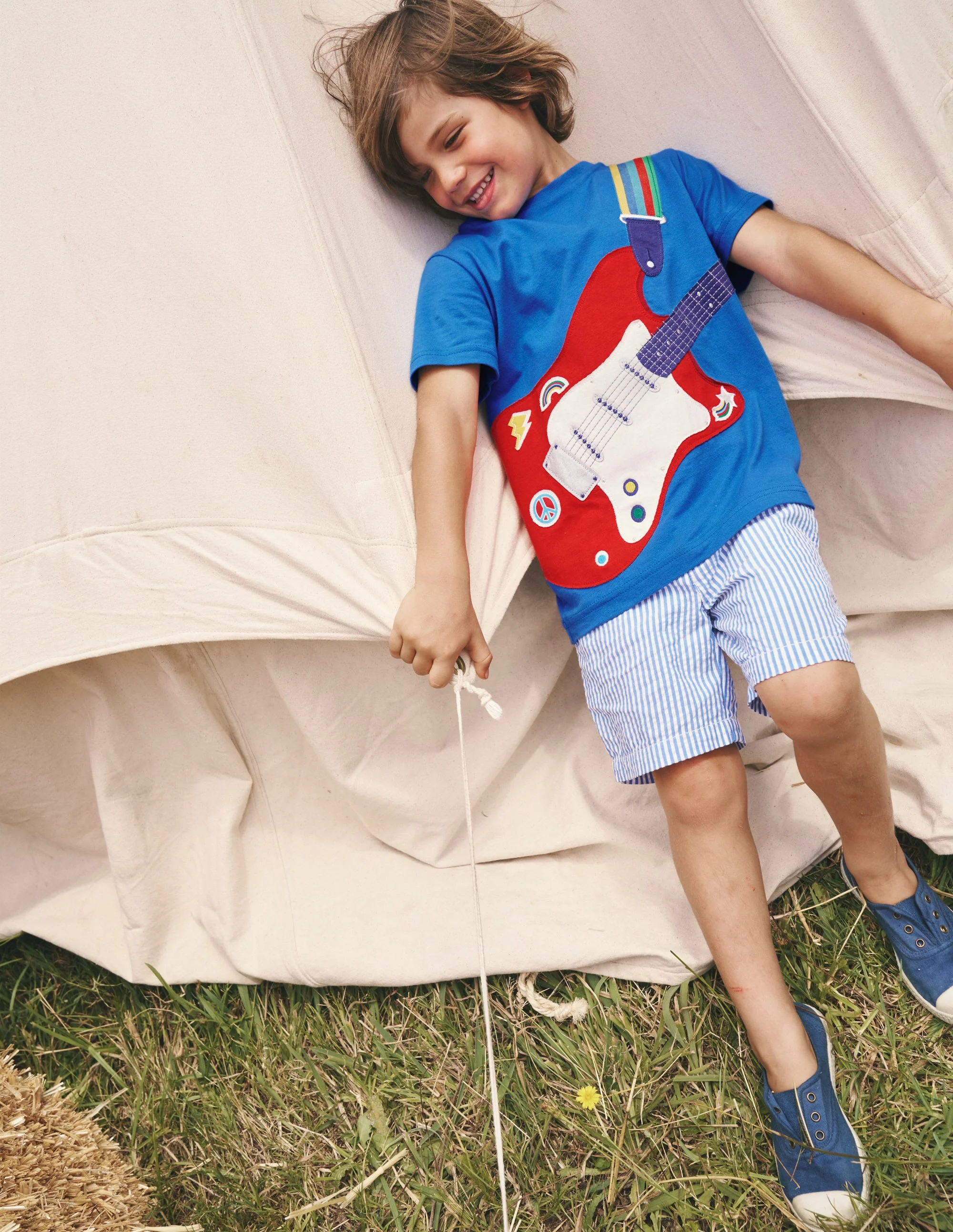 Seersucker-Shorts-Blau/Weiß, Seersucker - Image 4