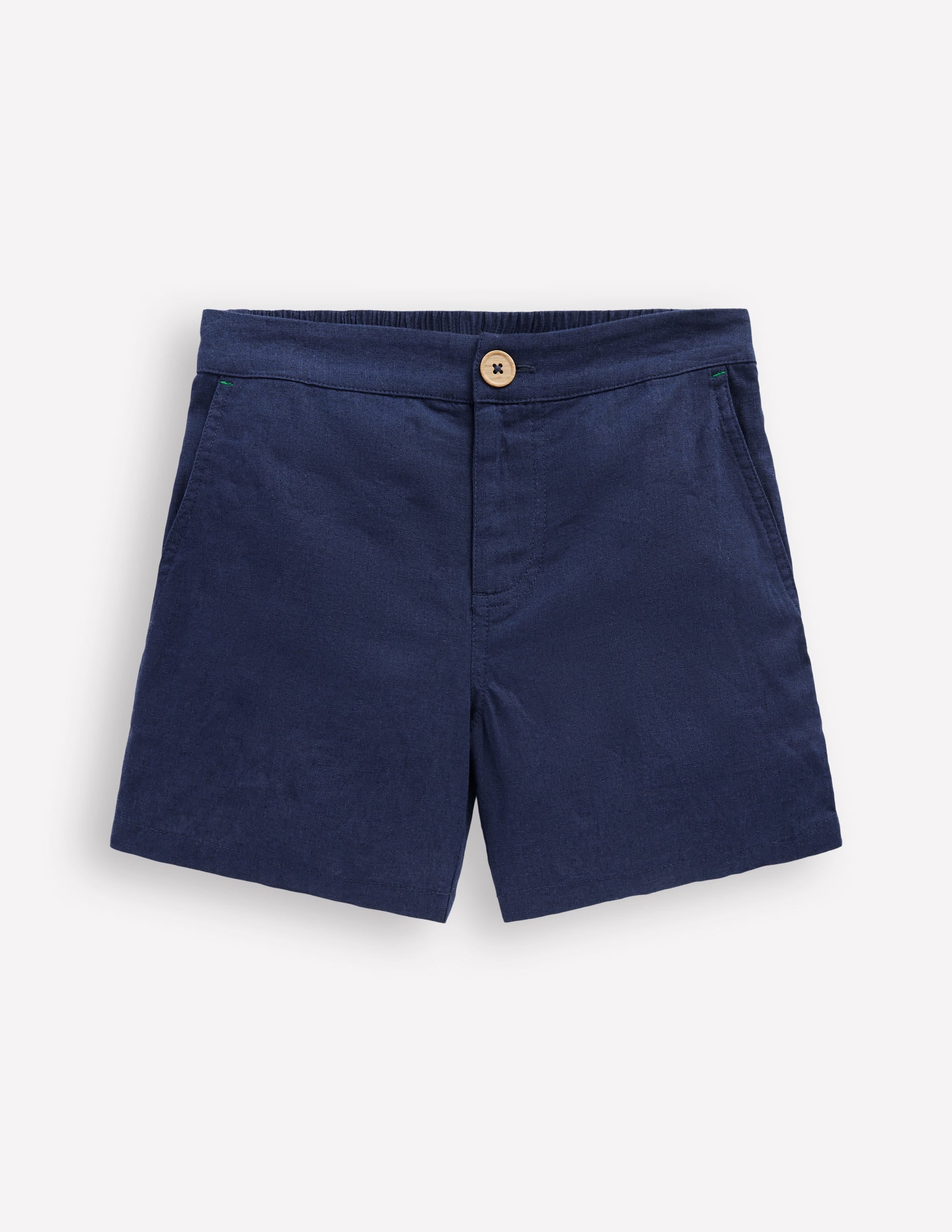 Shorts aus Baumwollleinen-Aqua Marine Marl