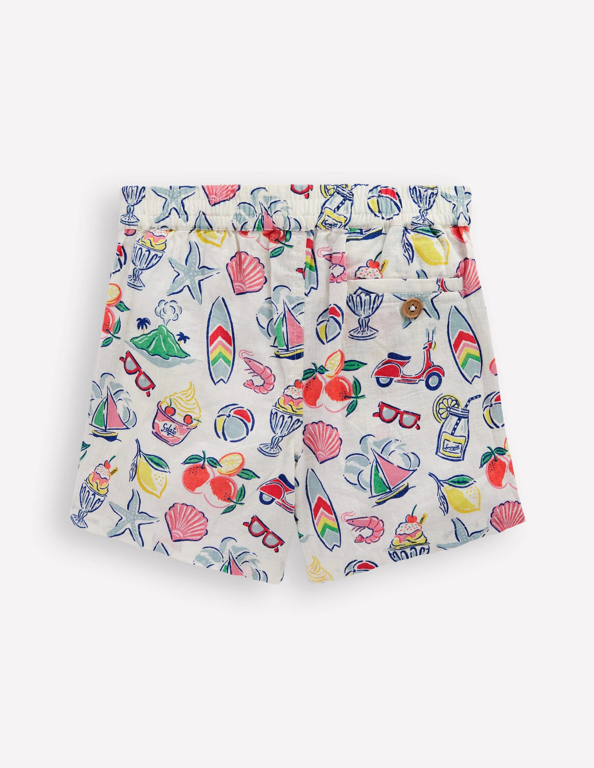 Shorts aus Baumwollleinen-Elfenbein, Urlaubsmotiv - Image 2