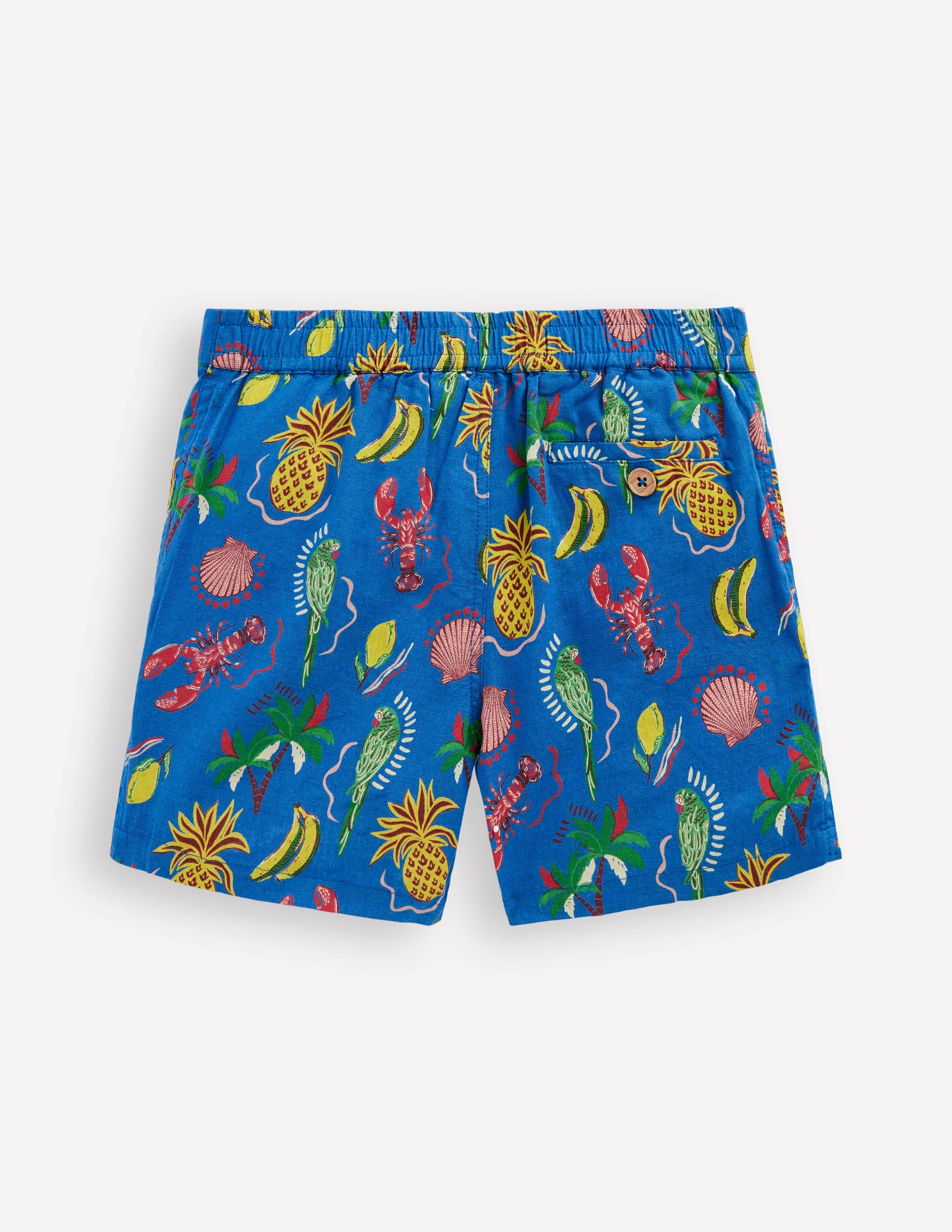 Shorts aus Baumwollleinen-Leuchtendes Blau Tropische Kacheln - Image 2