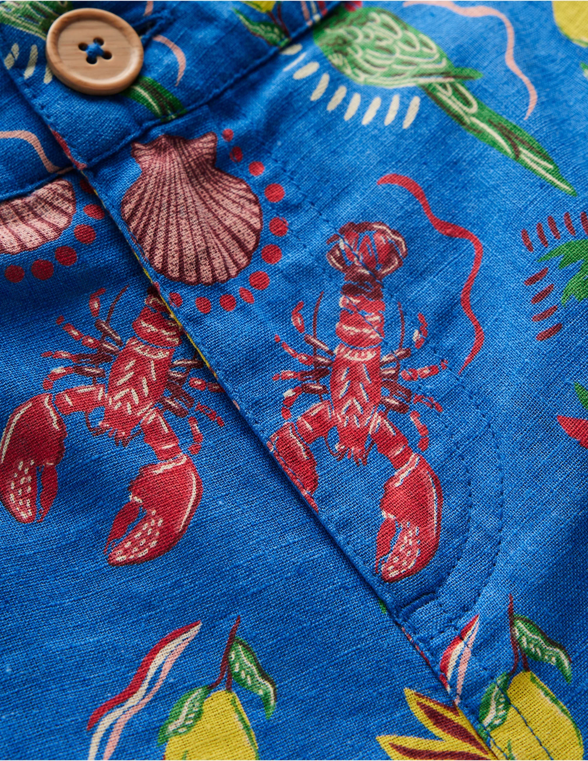 Shorts aus Baumwollleinen-Leuchtendes Blau Tropische Kacheln - Image 3
