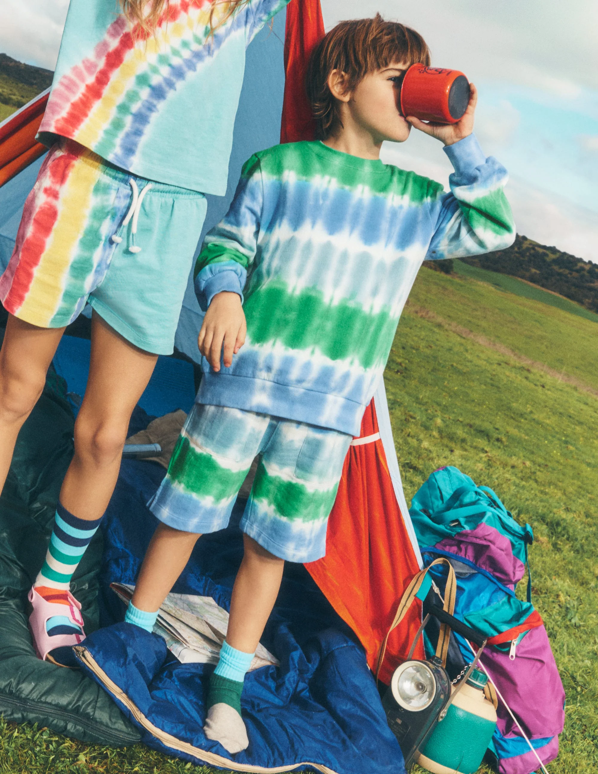 Shorts mit Batikmuster-Grün und Blau - Image 5