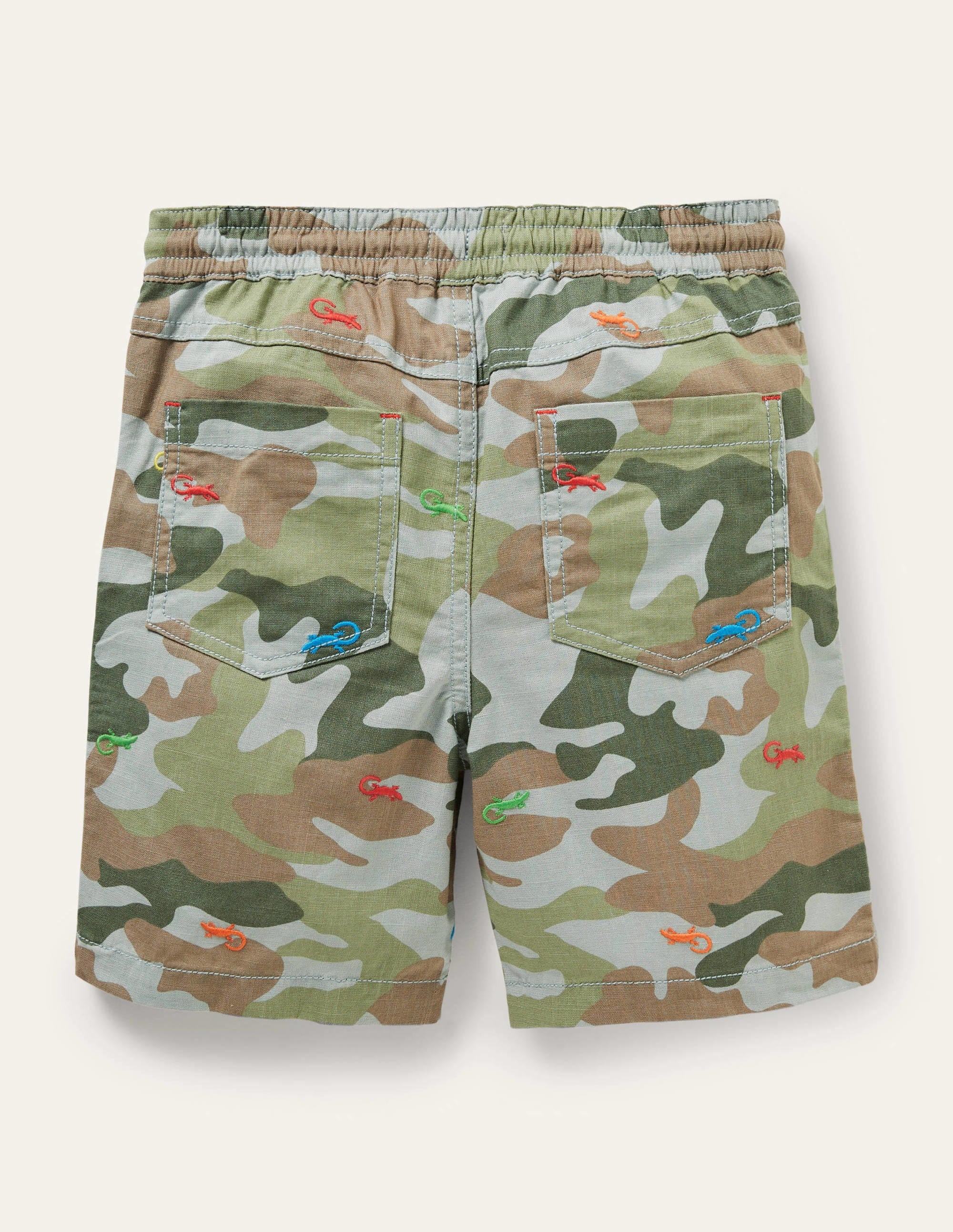 Shorts zum Hineinschlüpfen mit Kordelzug-Grün, Camouflagemuster/Eidechse - Image 2