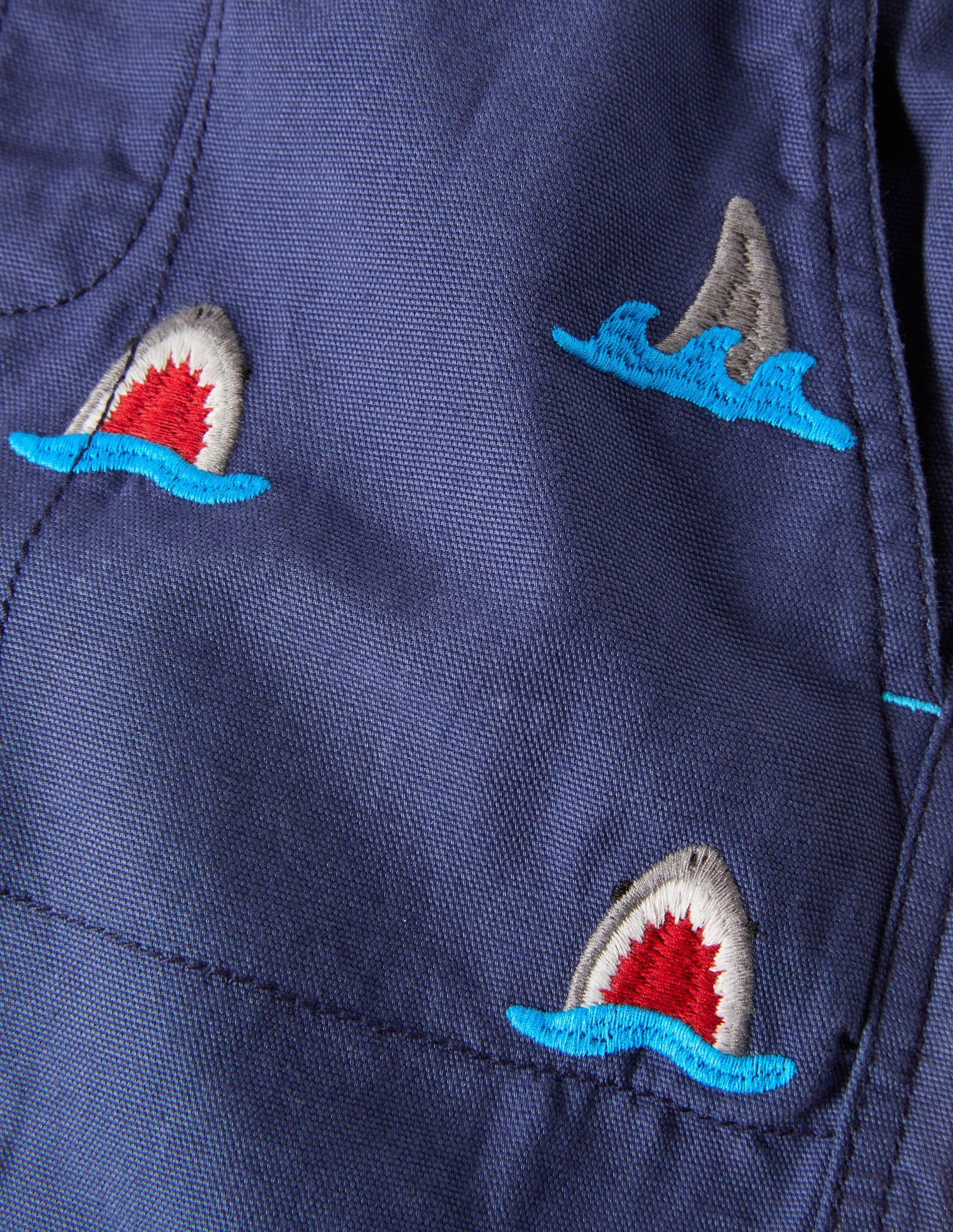 Shorts zum Hineinschlüpfen mit Kordelzug-Navy, Hai-Stickerei - Image 3