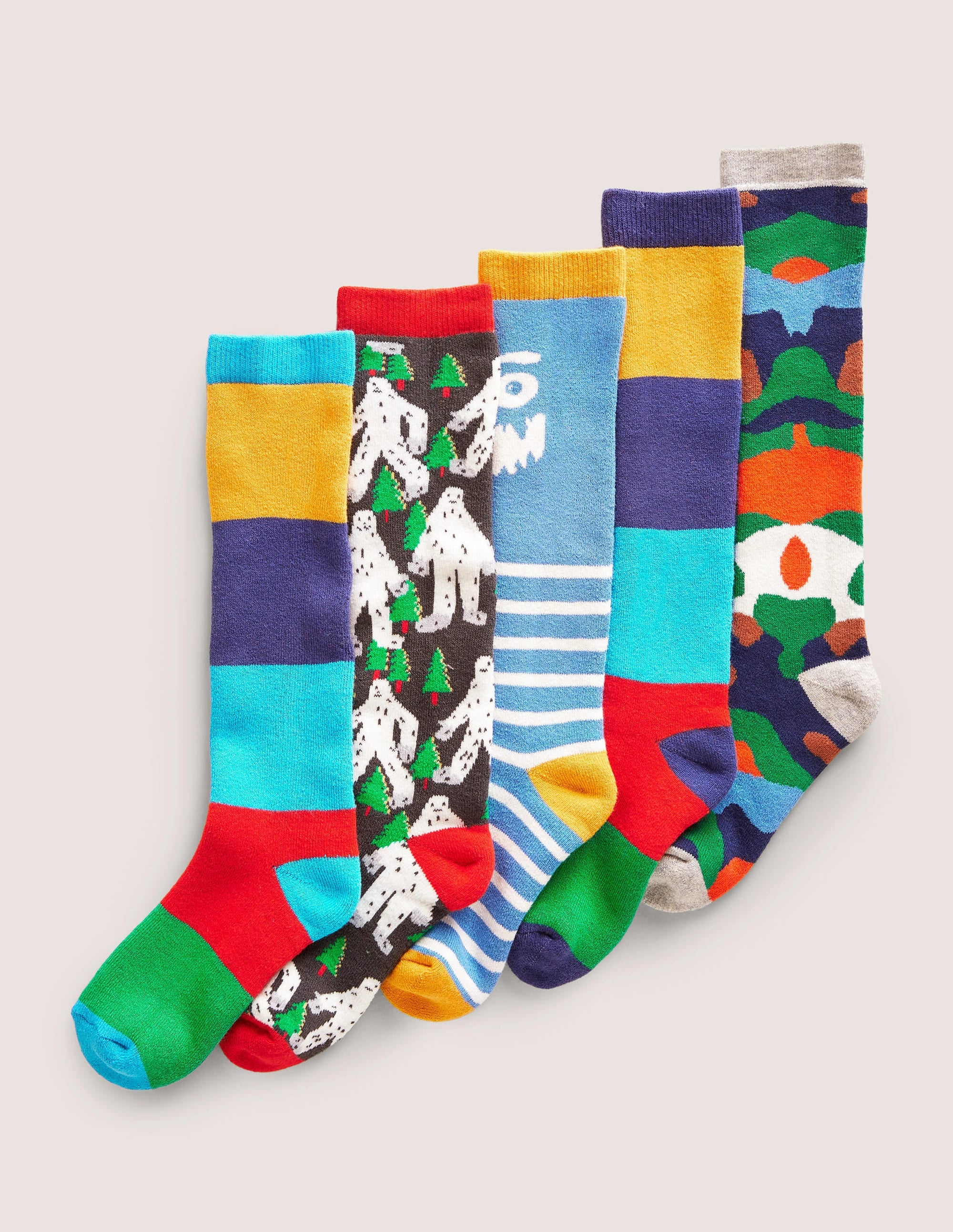 Skisocken im 5er-Pack-Winter, Bunt