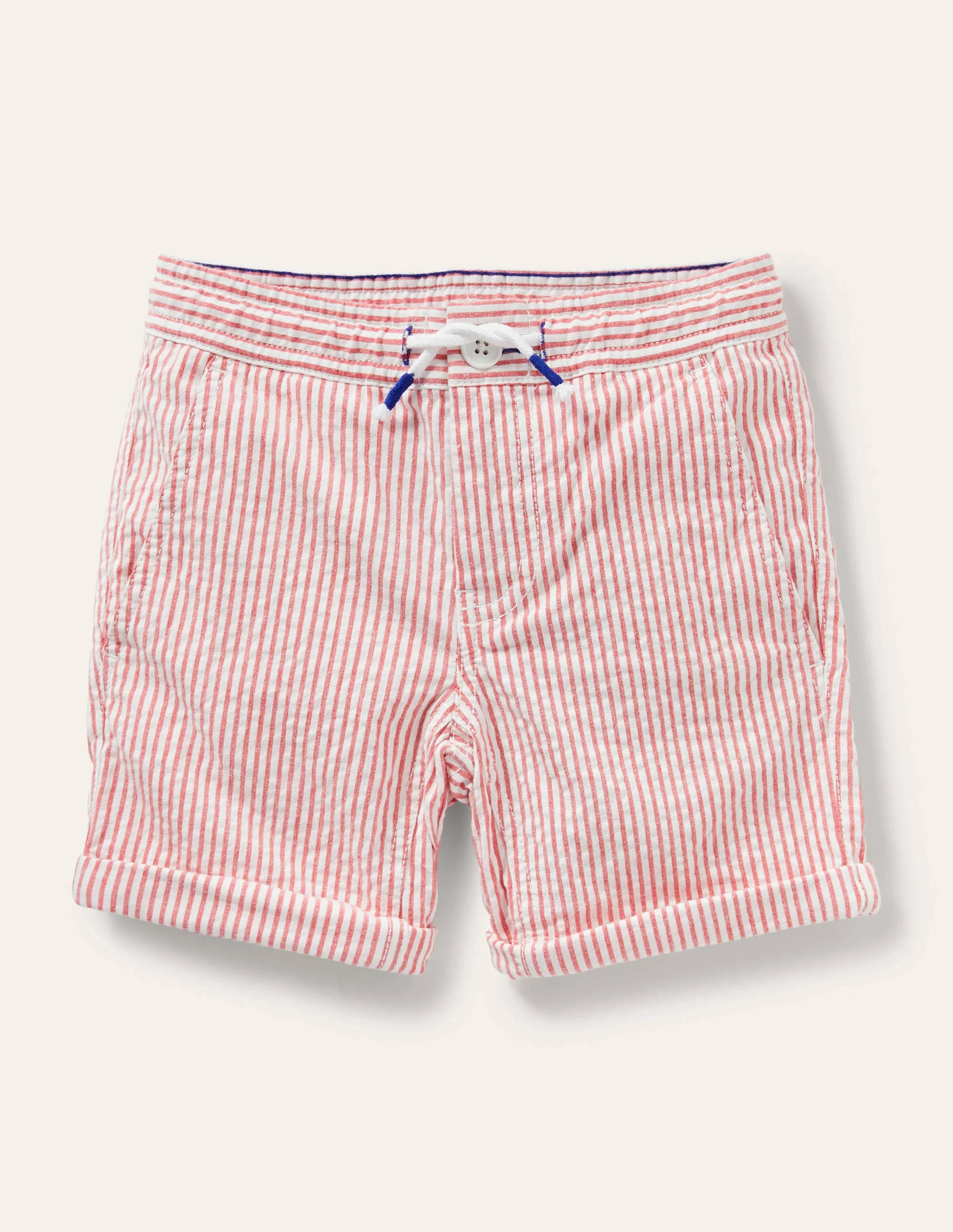 Smarte Shorts zum Hochkrempeln-Erdbeerkuchenrot/Naturweiß, Feine Streifen