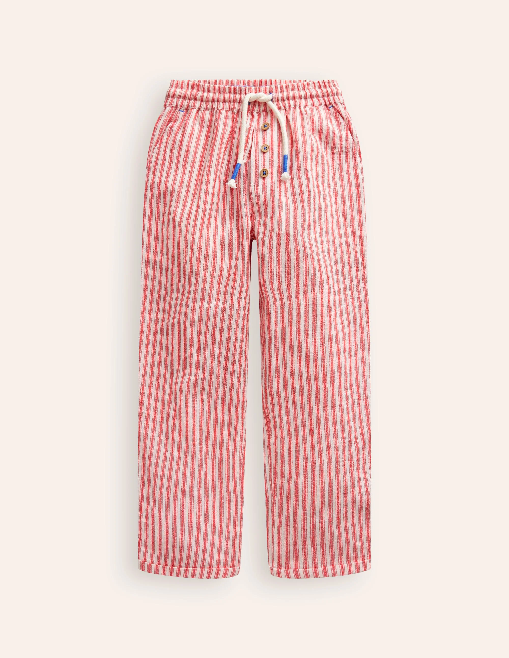 Sommerhose zum Hineinschlüpfen-Erdbeerkuchenrot Drillich