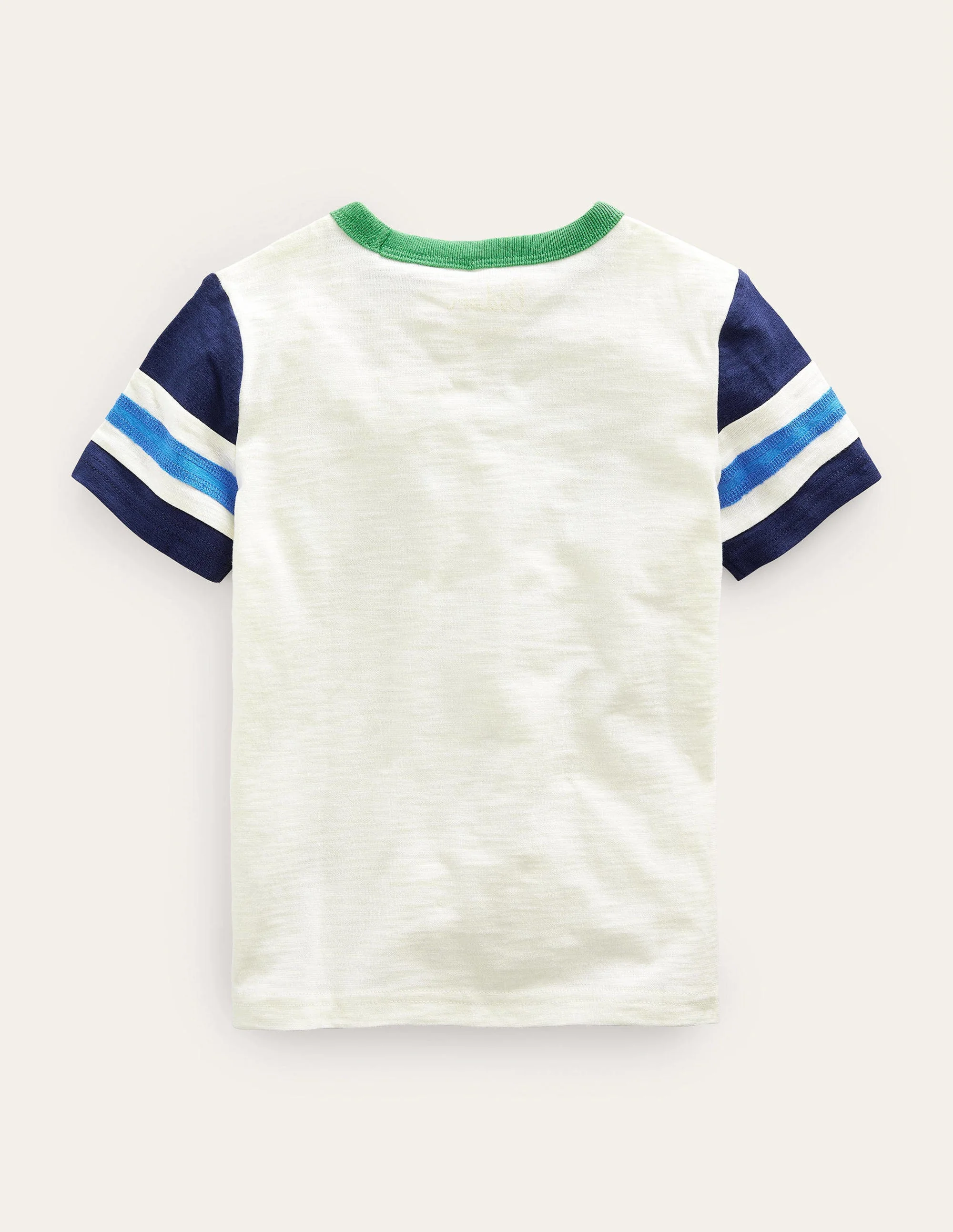 Sportliches Kurzarm-T-Shirt-Naturwei/ Schuluniform-Navy - Image 2