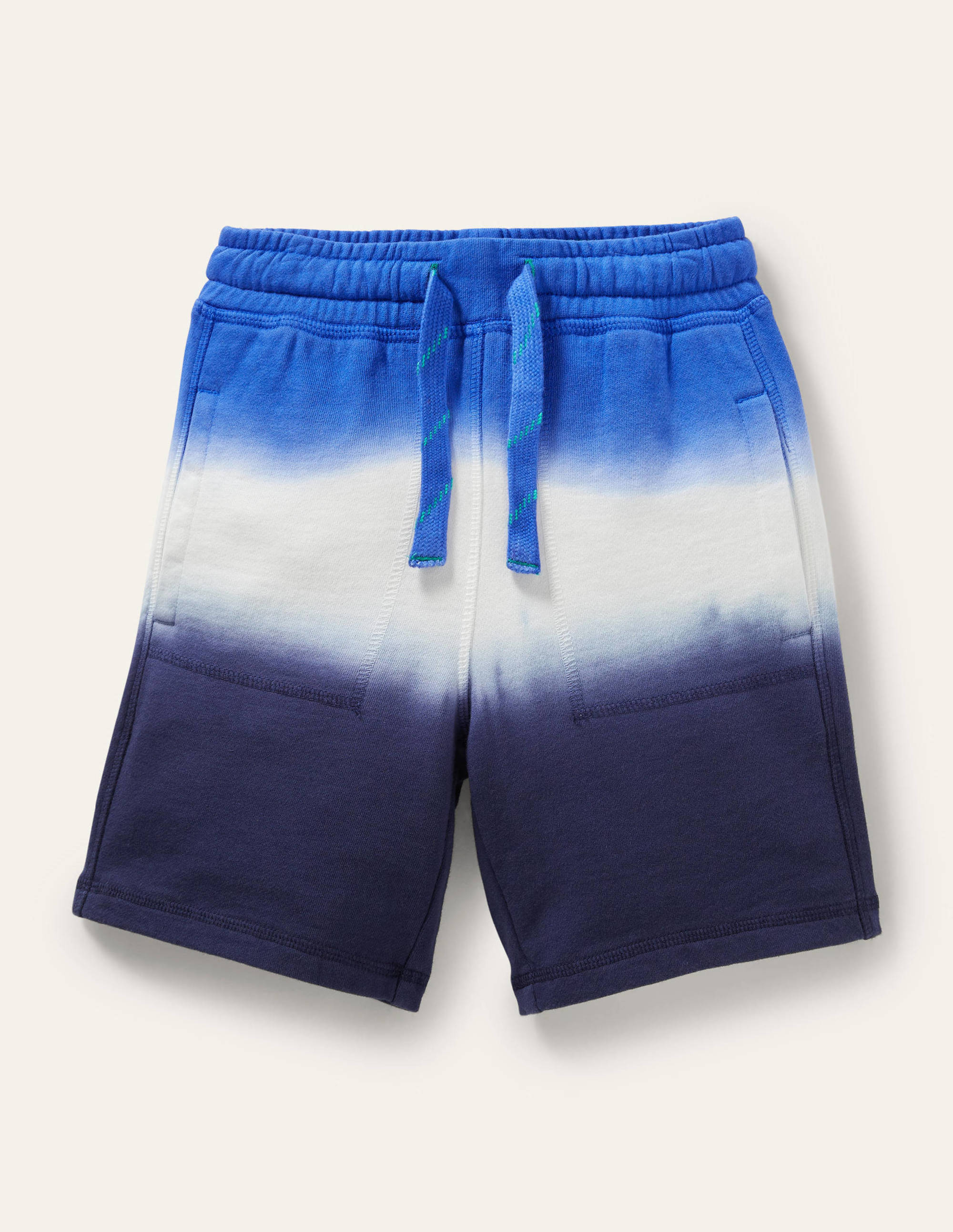 Stückgefärbte Sweatshorts-Blau, Dip-Dye