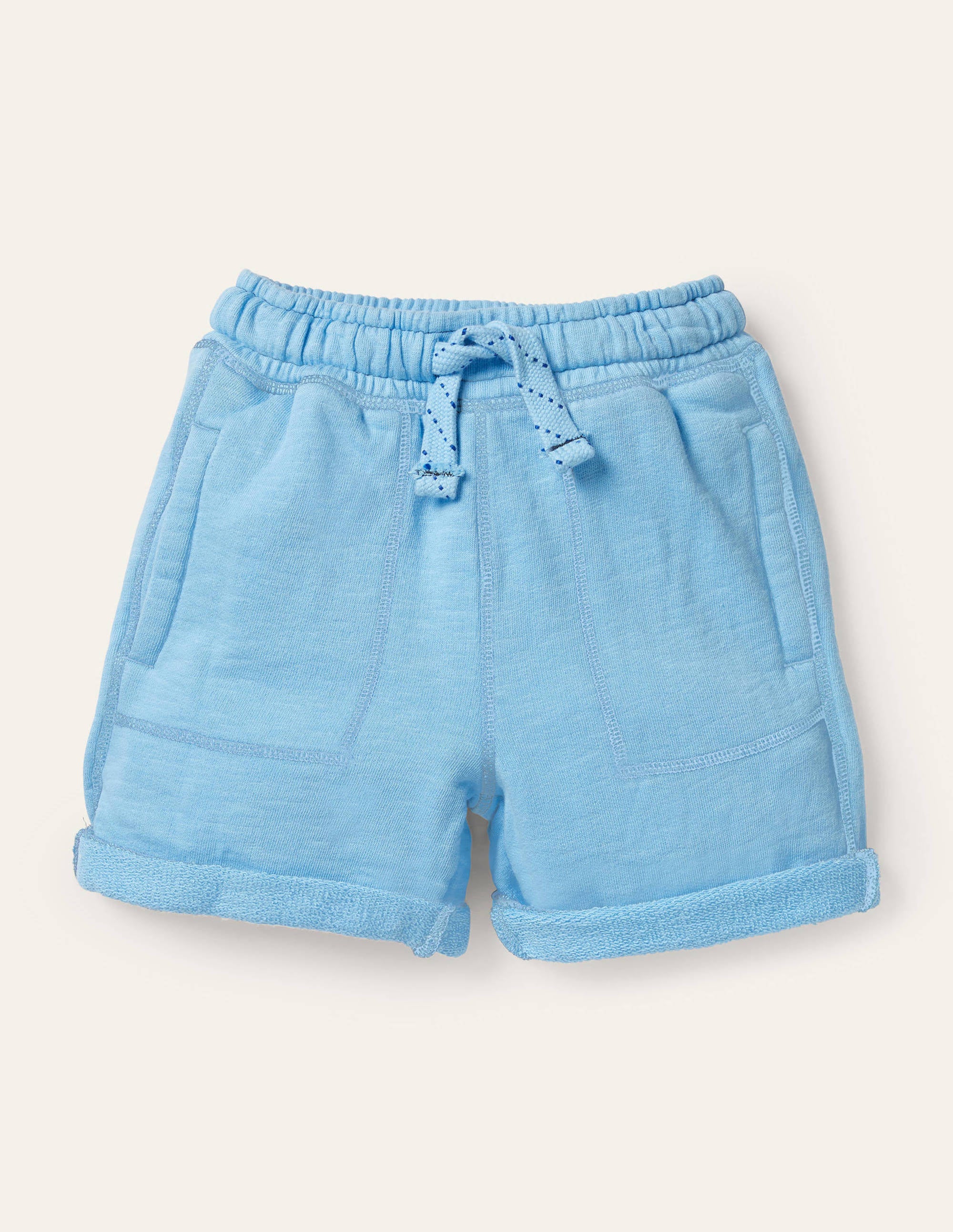 Stückgefärbte Sweatshorts-Surfbrett-Blau