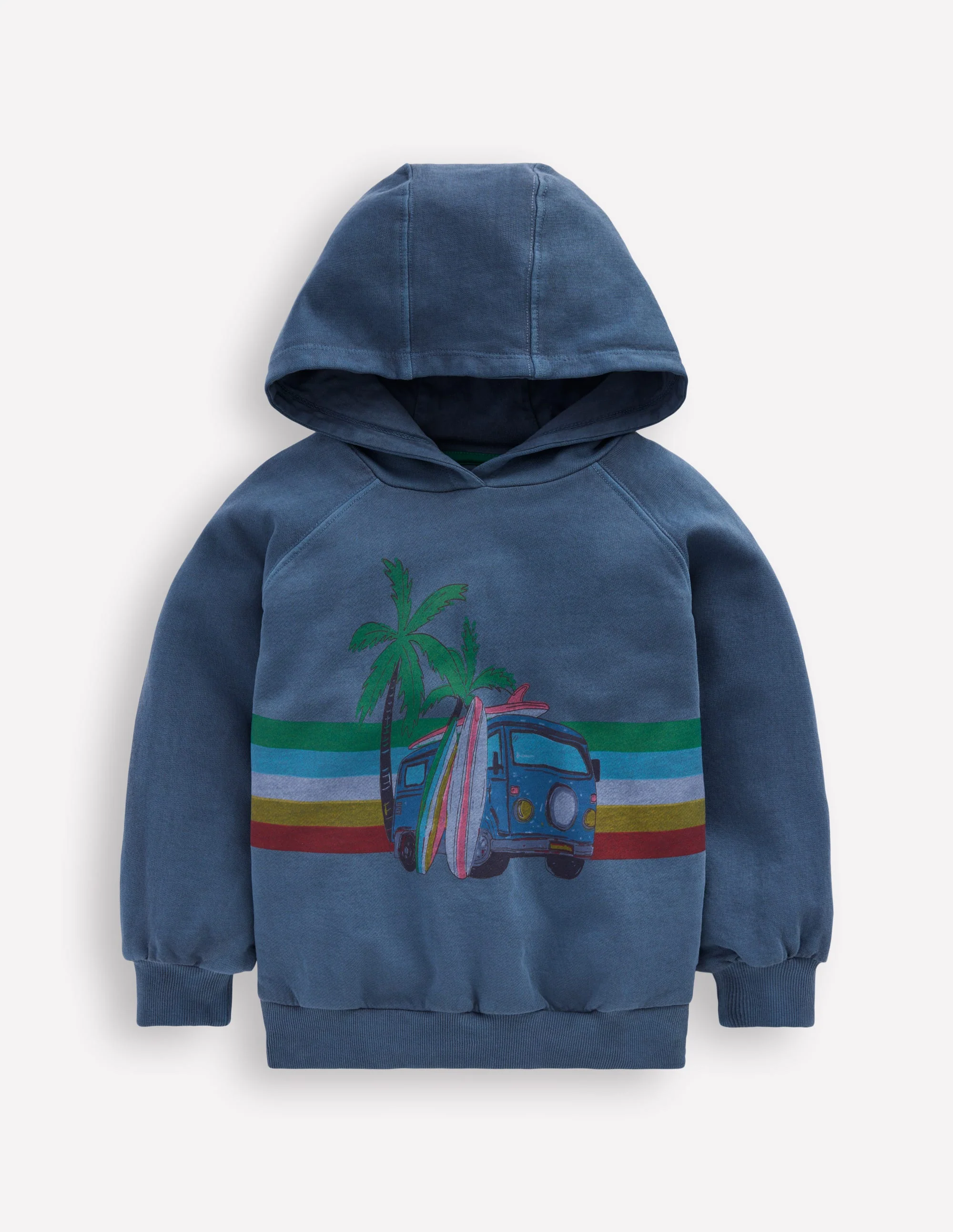 Stückgefärbter Grafik-Kapuzenpullover-Urlaubsmotiv mit Auto - Image 2