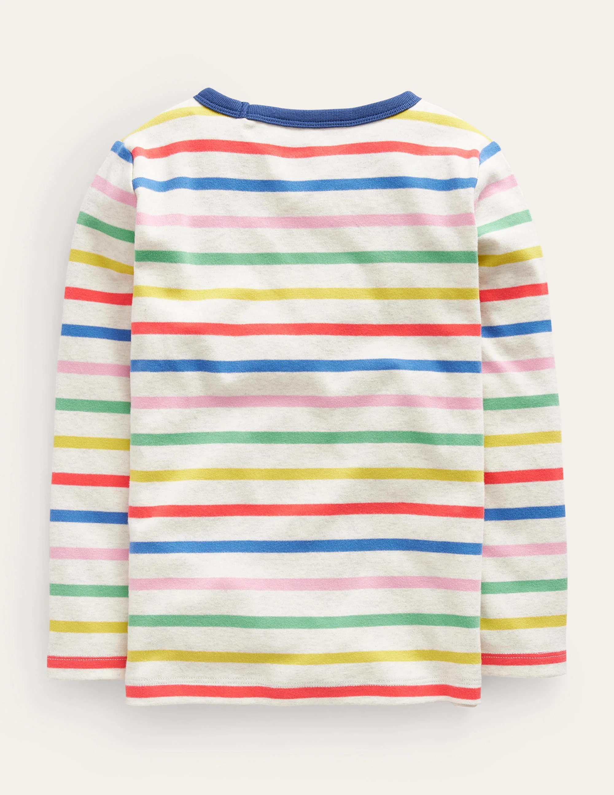Superweiches T-Shirt mit langen Ärmeln-Haferbeige Meliert/Bunte Streifen - Image 2