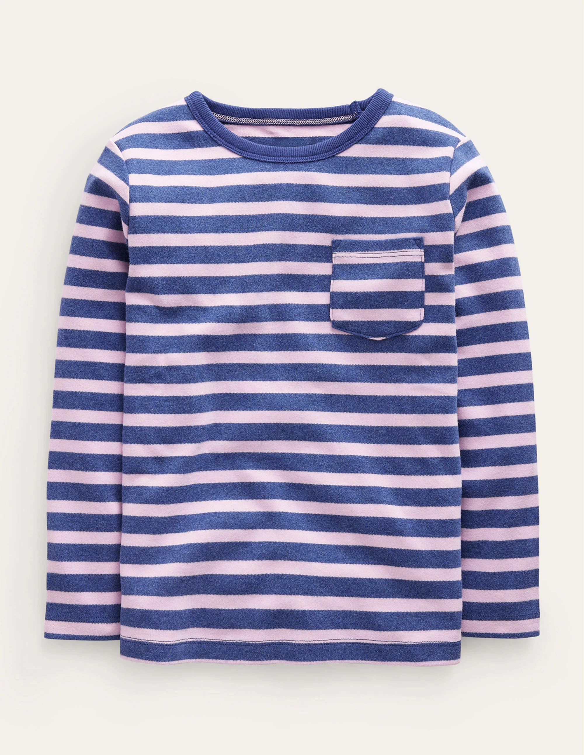Superweiches T-Shirt mit langen Ärmeln-Schuluniform-Marineblau Meliert/Lila