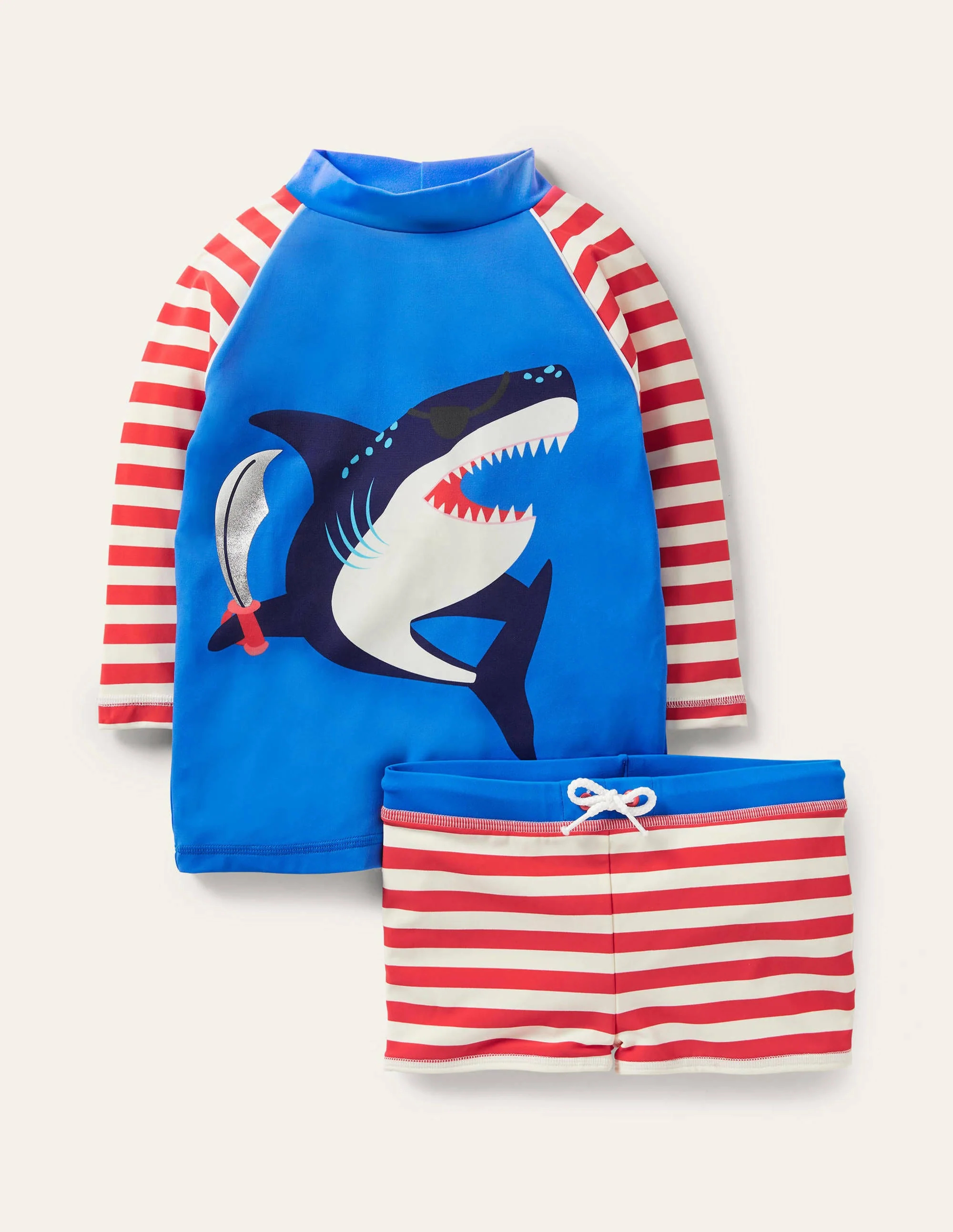 Surf-Set-Erdbeerkuchenrot/Naturweiß, Hai