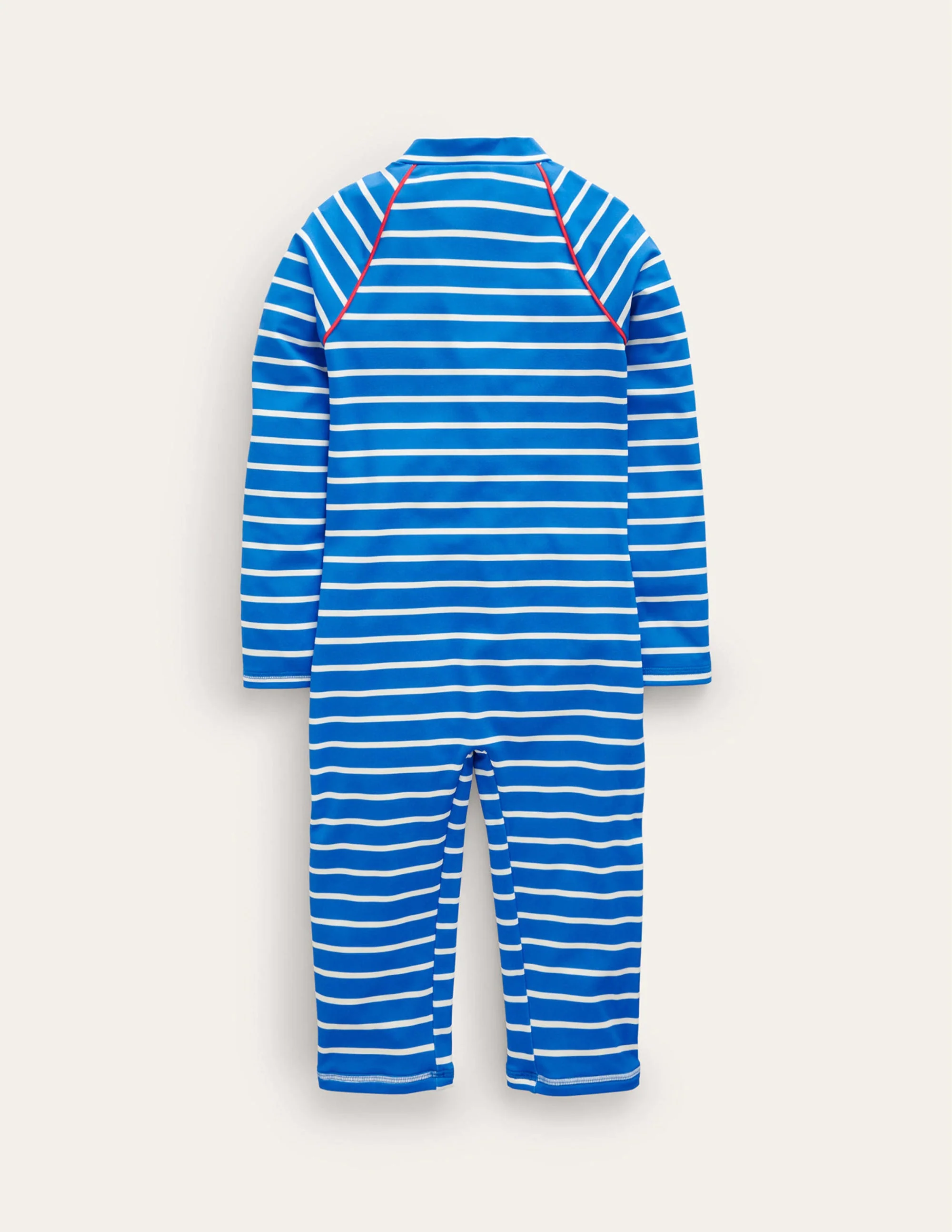 Surfanzug mit Sonnenschutz-Griechisch Blau und Naturweiß Gestreift - Image 2
