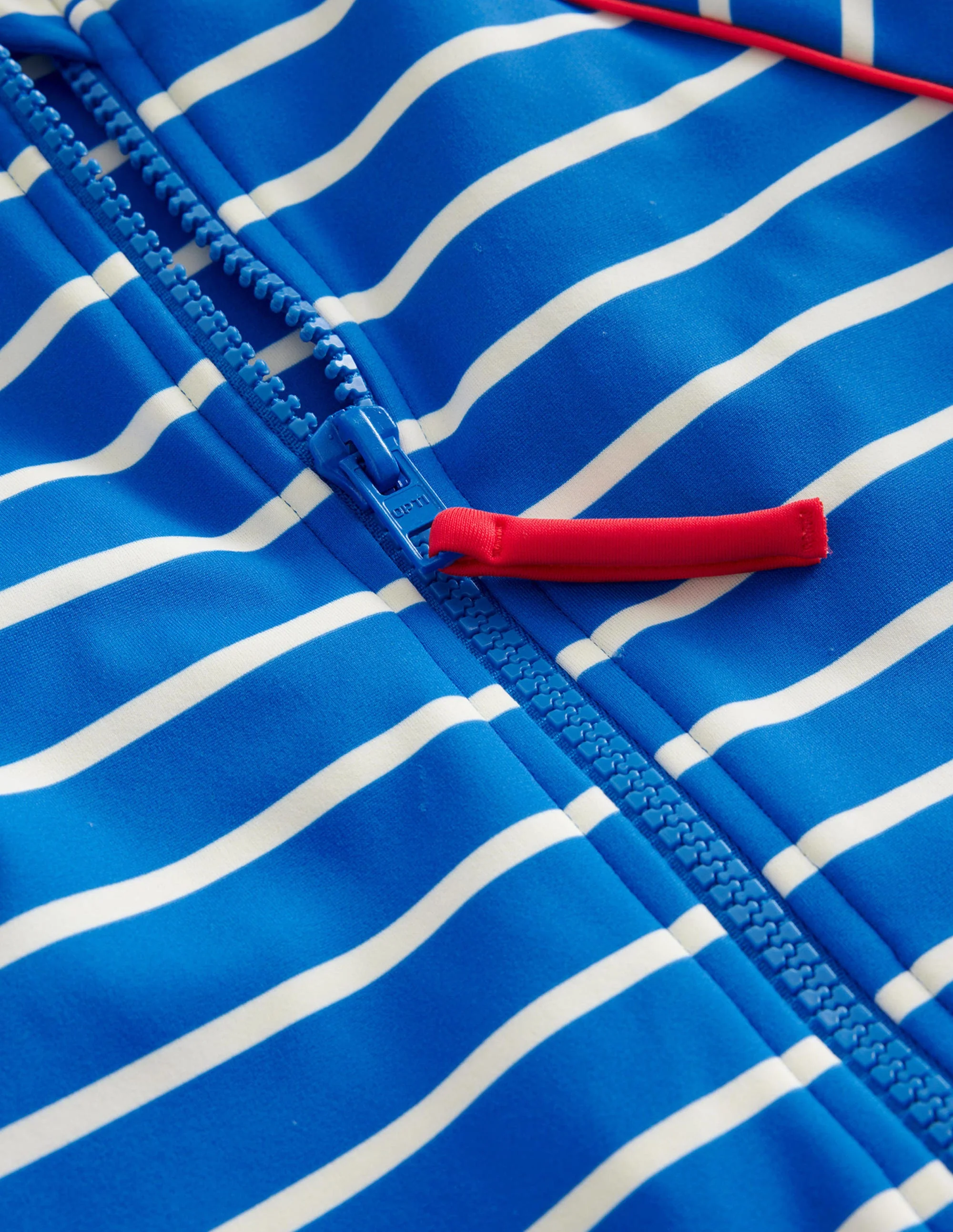 Surfanzug mit Sonnenschutz-Griechisch Blau und Naturweiß Gestreift - Image 3