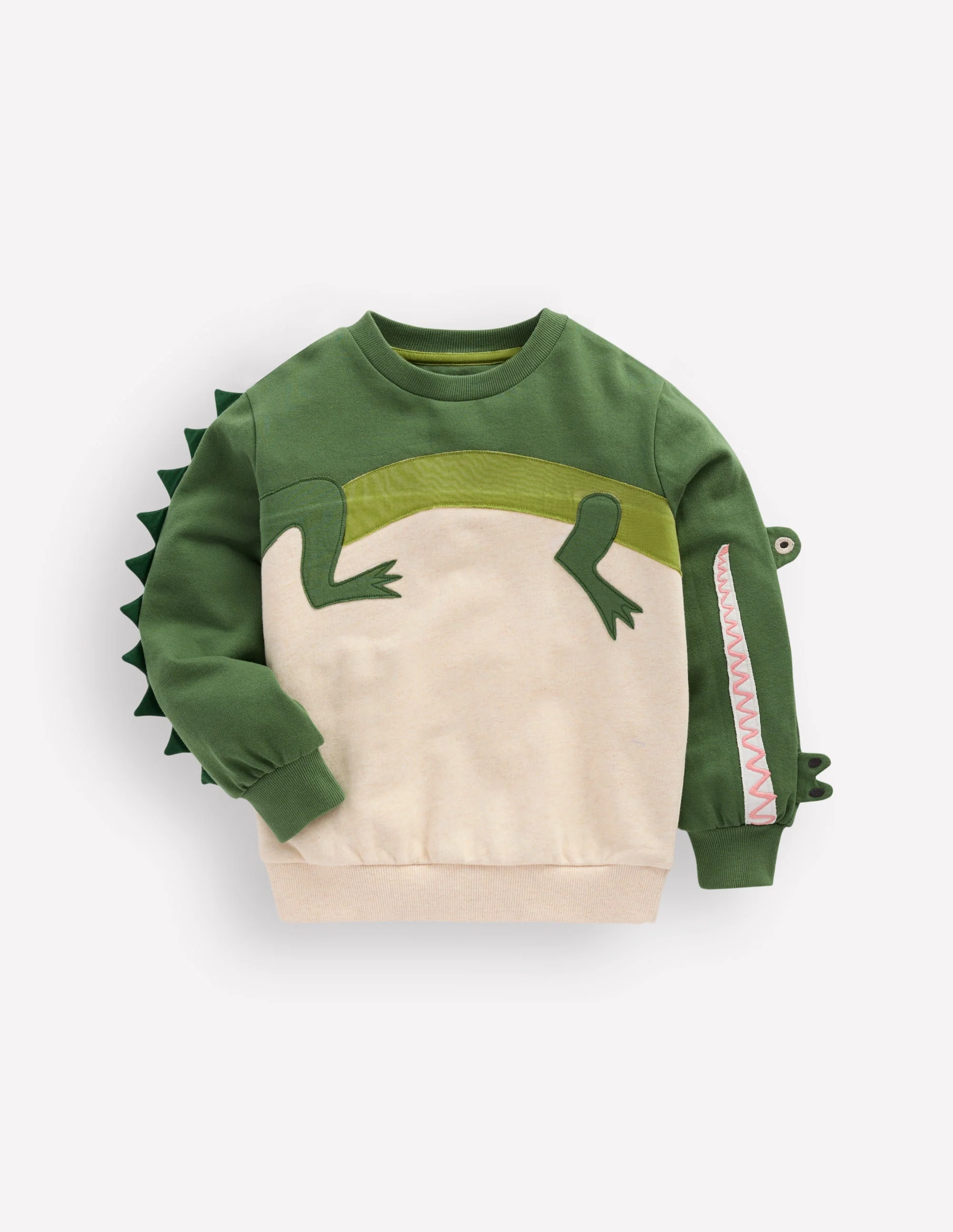 Sweatshirt mit 3D-Tiermuster-Krokodilleder-Optik