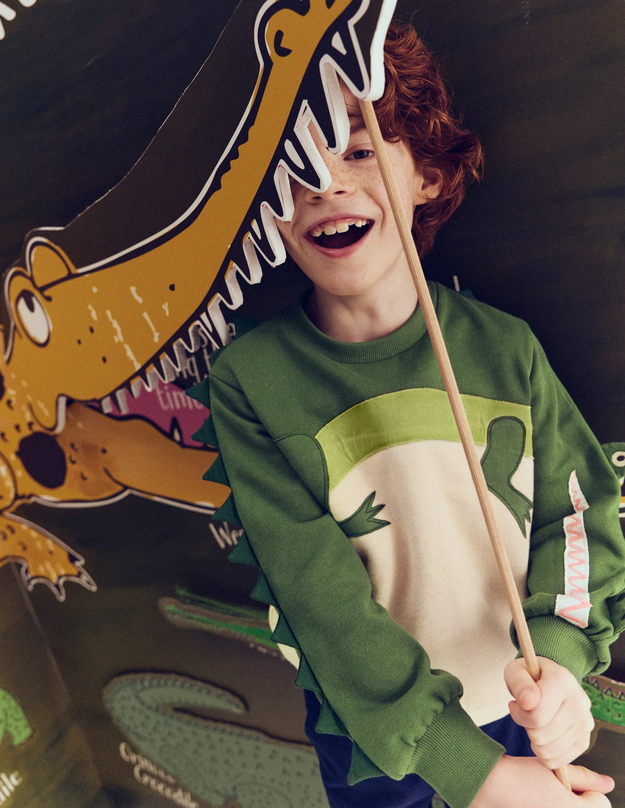 Sweatshirt mit 3D-Tiermuster-Krokodilleder-Optik - Image 4